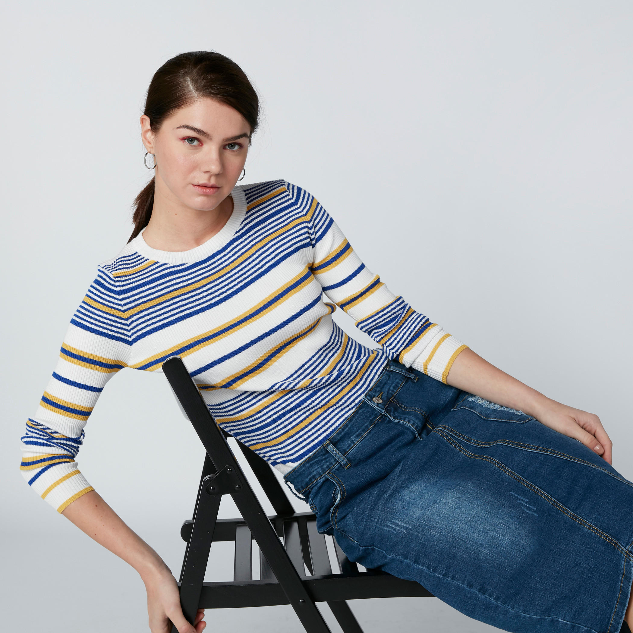 Striped T-Shirt with 3/4 Sleeves-women-clothing-tshirts-image-4