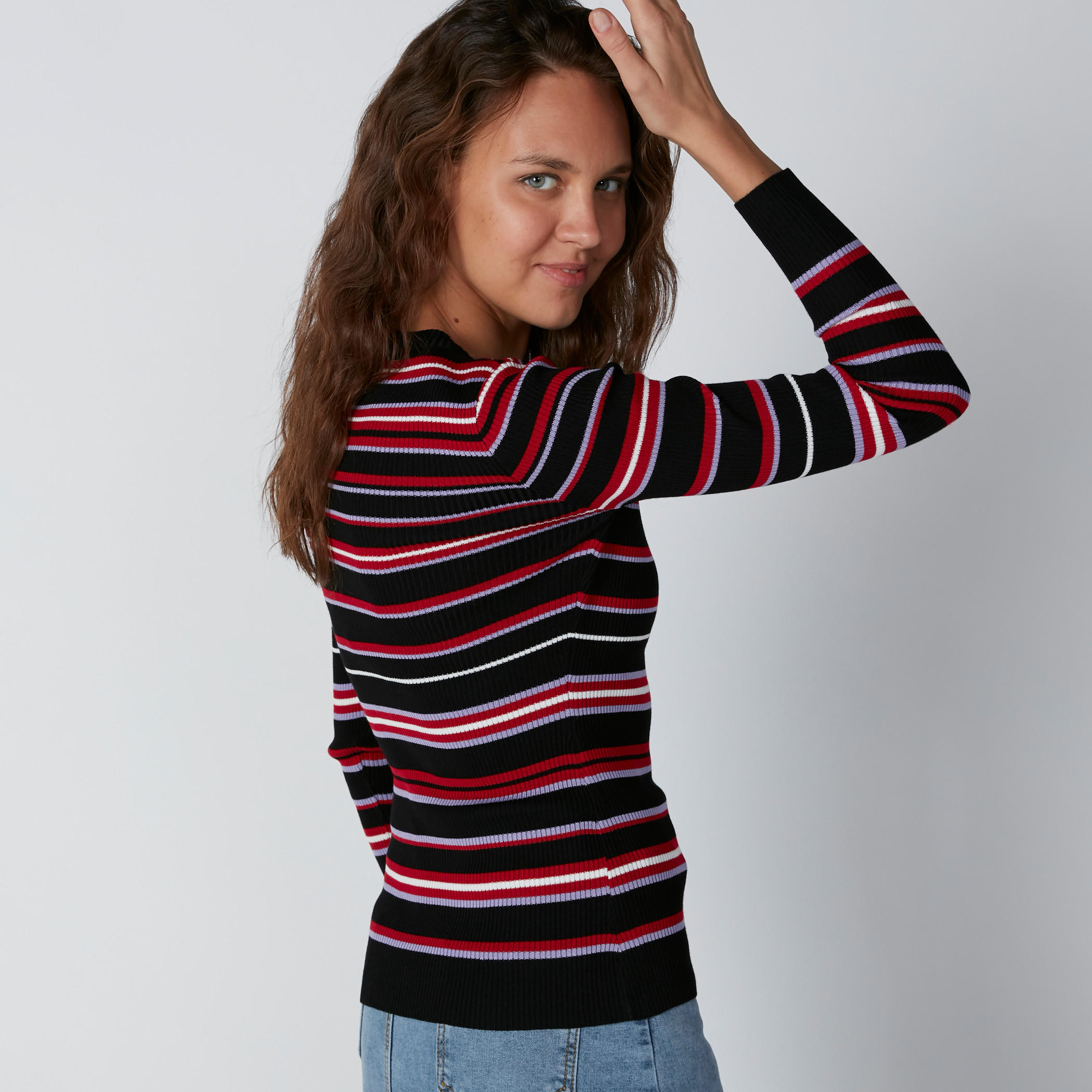 Striped T-Shirt with Long Sleeves-women-clothing-tshirts-image-2