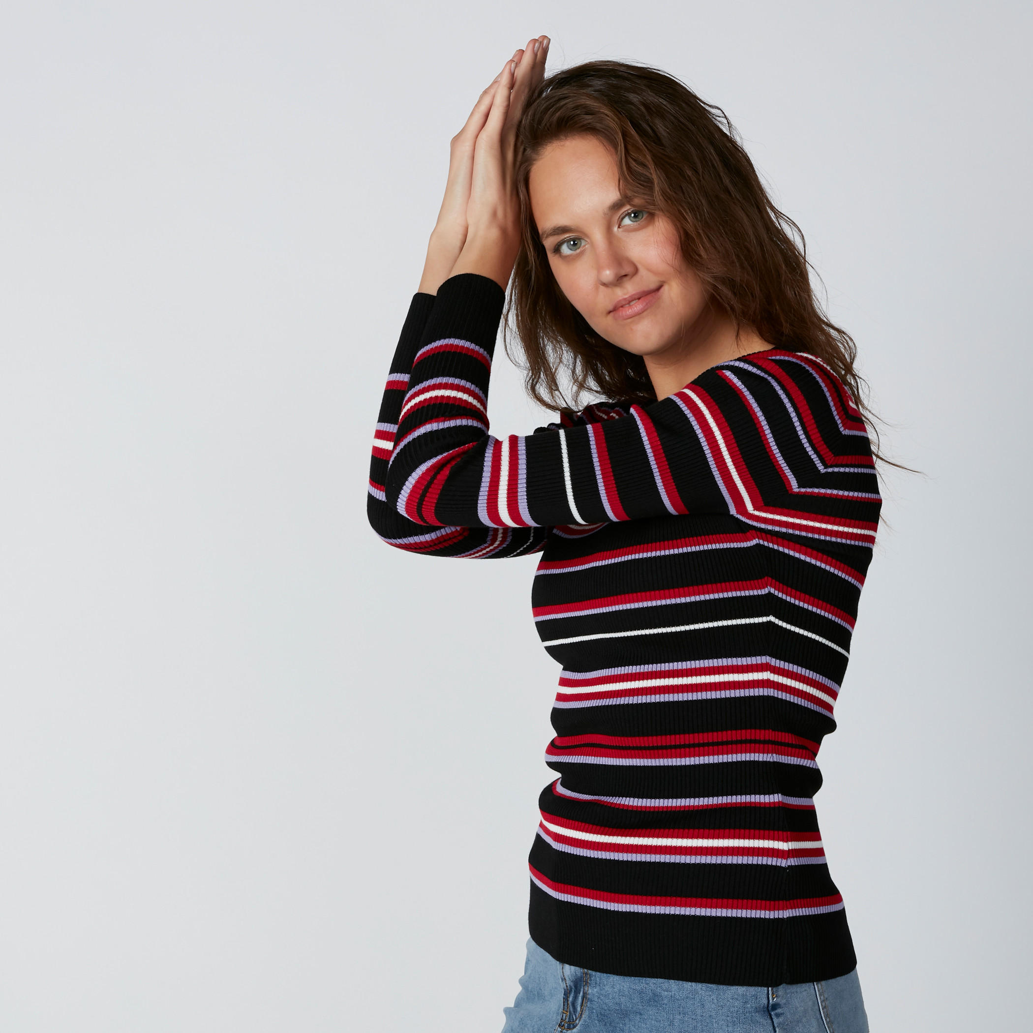 Striped T-Shirt with Long Sleeves-women-clothing-tshirts-image-3