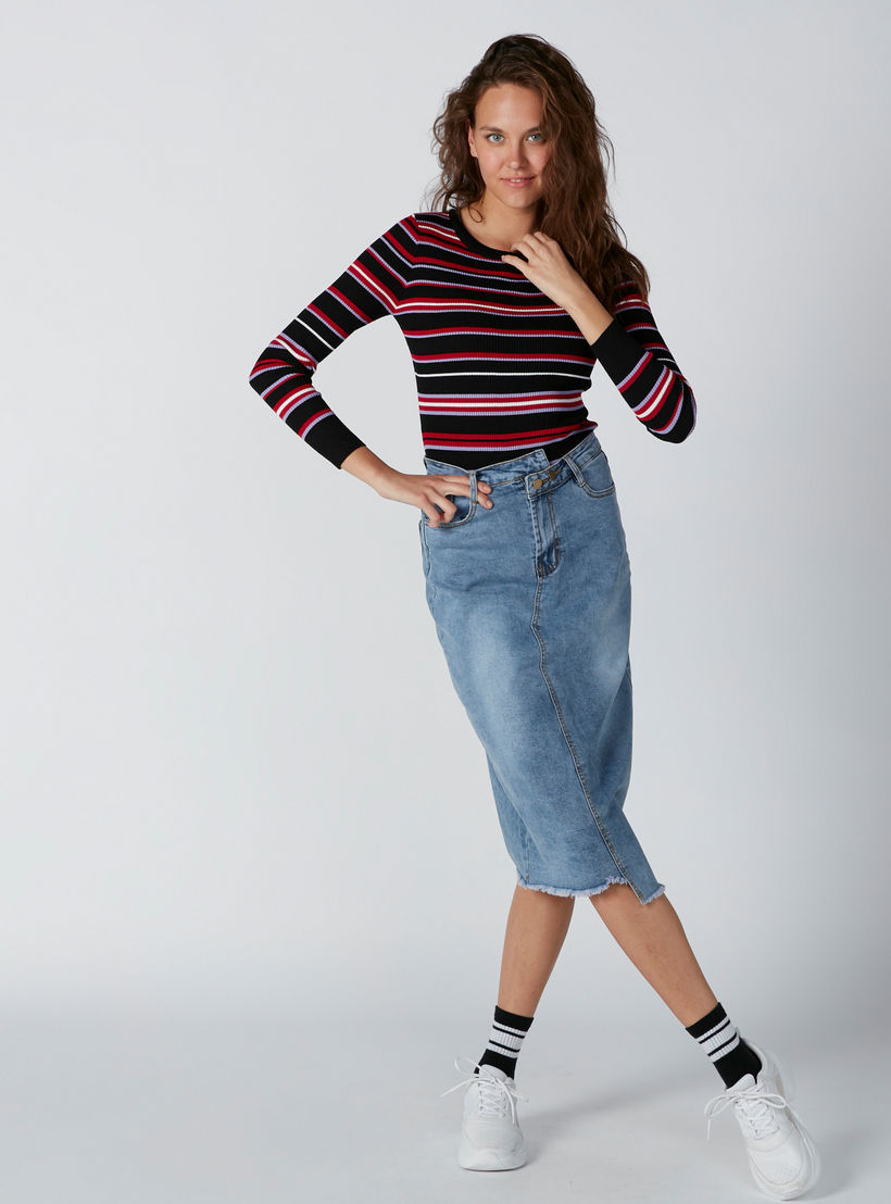 Striped T-Shirt with Long Sleeves-women-clothing-tshirts-image-4