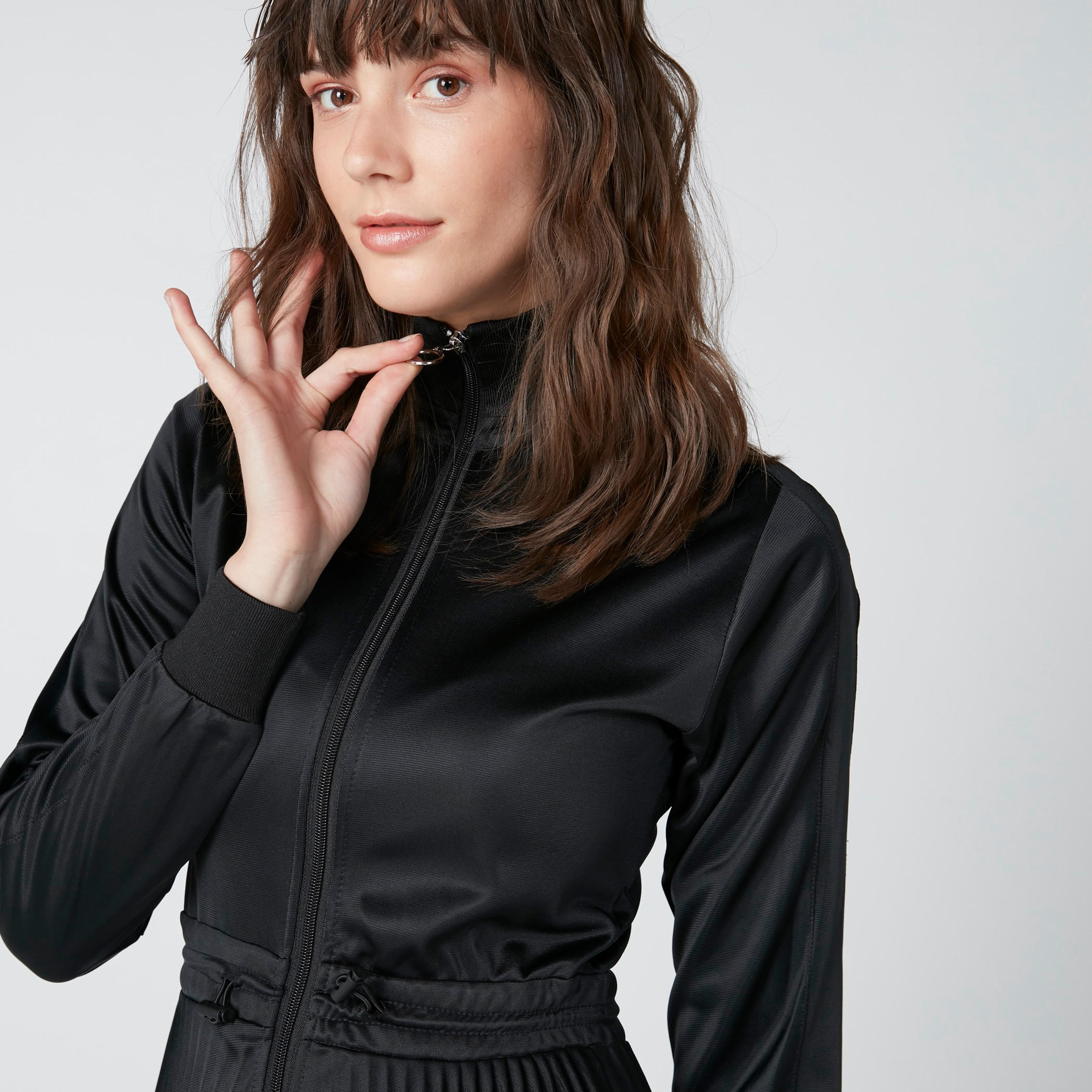 فستان إيه لاين متوسط الطول بتفاصيل كشكش وأكمام طويلة وسحّاب إغلاق-women-clothing-dresses-image-4