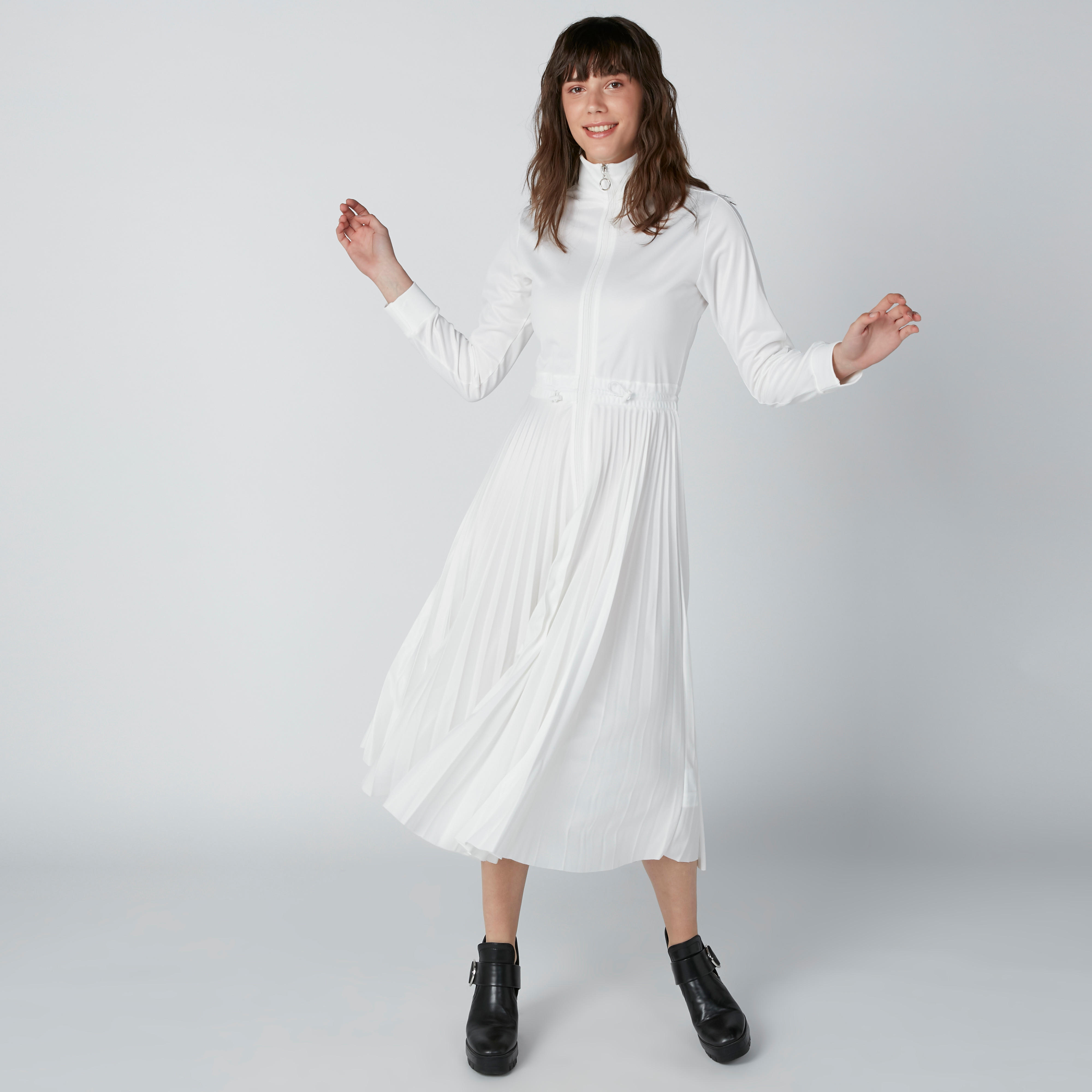 فستان إيه لاين متوسط الطول بتفاصيل كشكش وسحّاب ورباط إغلاق-women-clothing-dresses-image-3