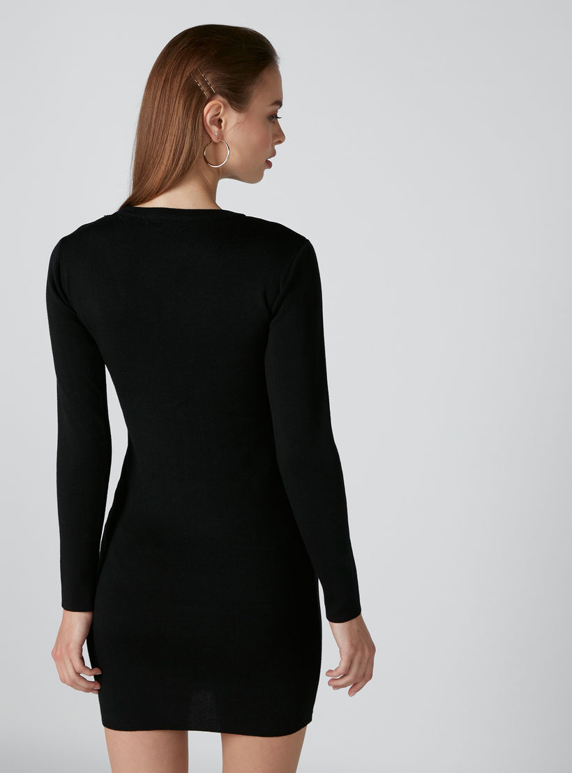 فستان قصير بقصّة ضيقة وأكمام طويلة وسحّاب-women-clothing-dresses-image-2