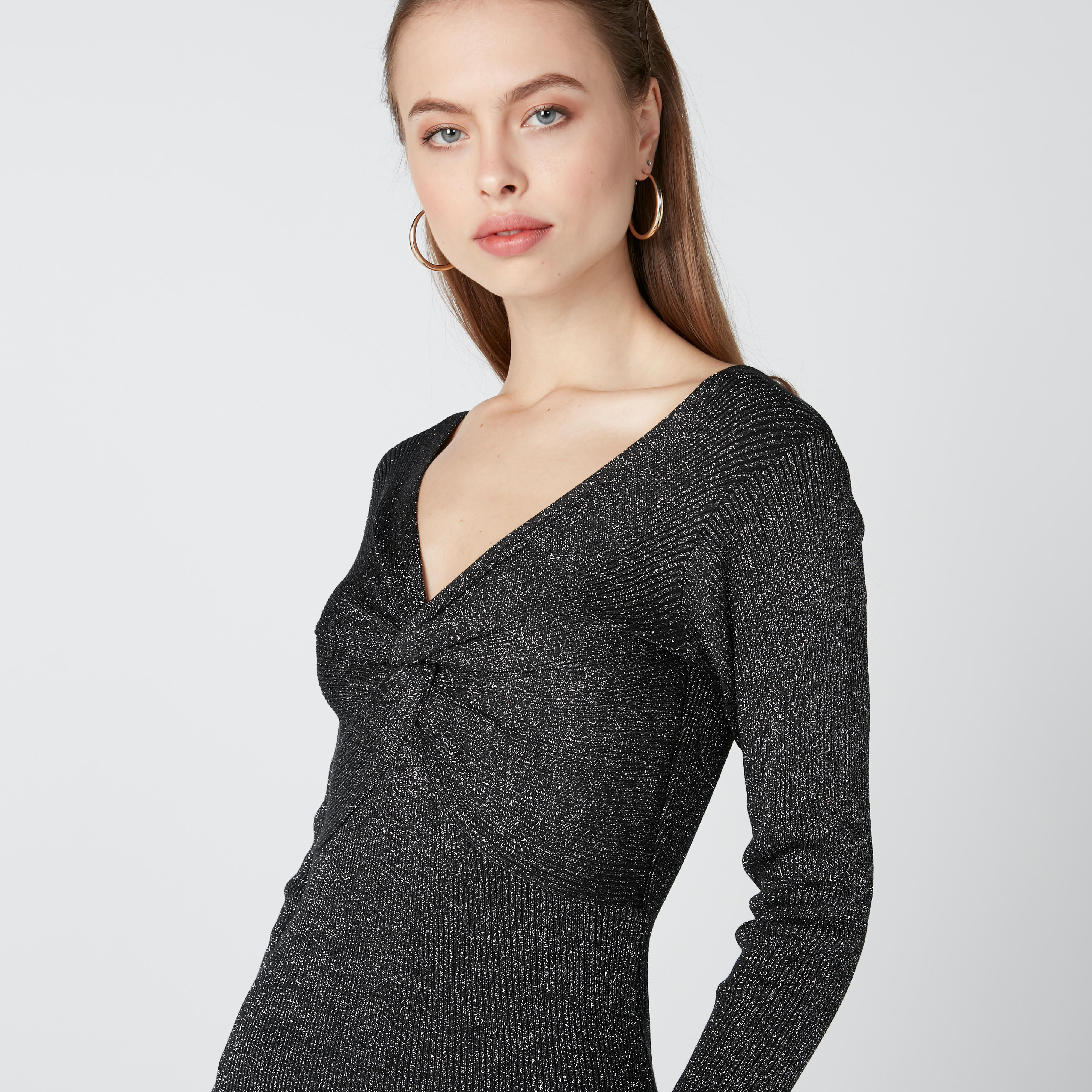 فستان مضلّع بقصّة ضيّقة وأكمام طويلة-women-clothing-dresses-image-5
