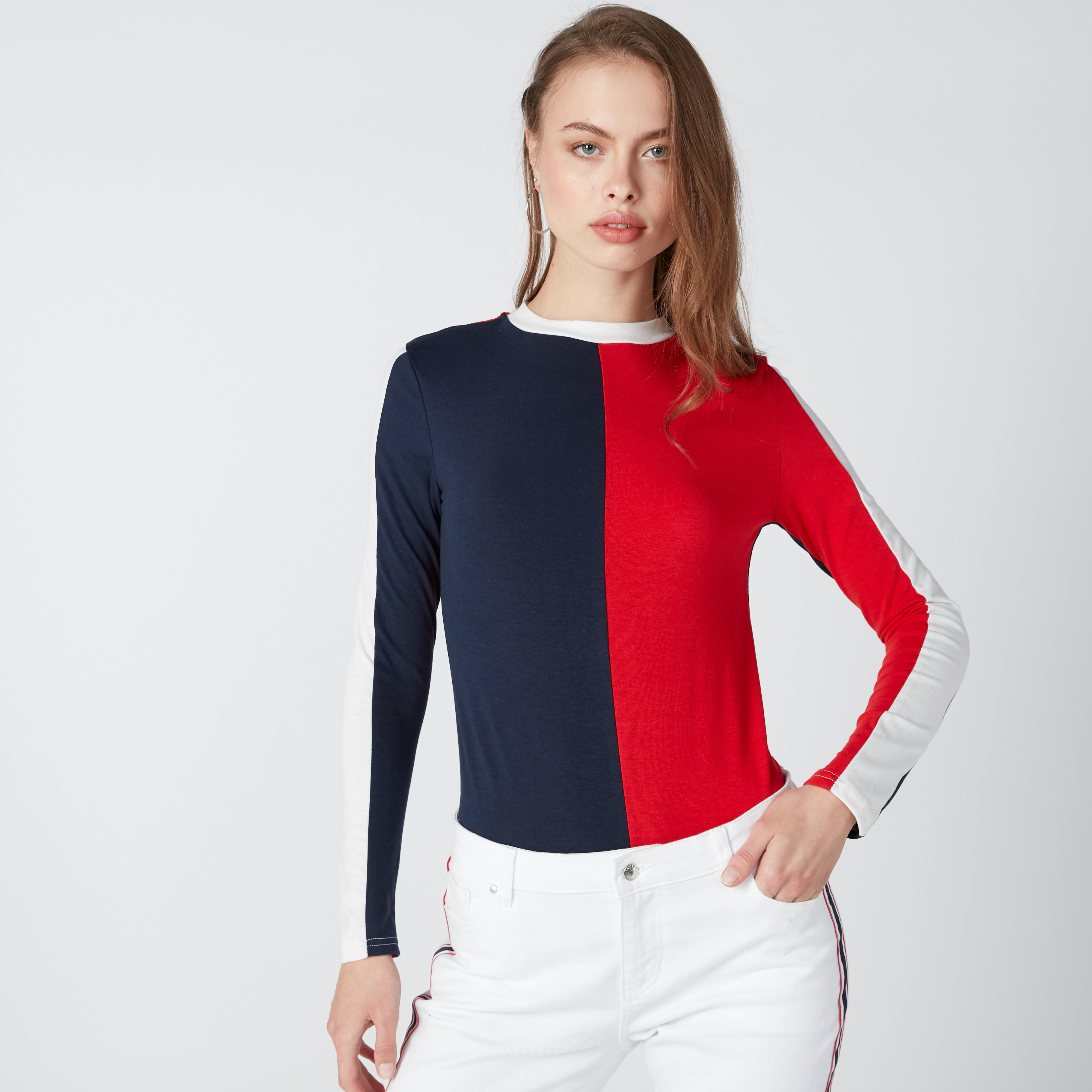تيشيرت بياقة مستديرة وأكمام طويلة-women-clothing-tshirts-image-4