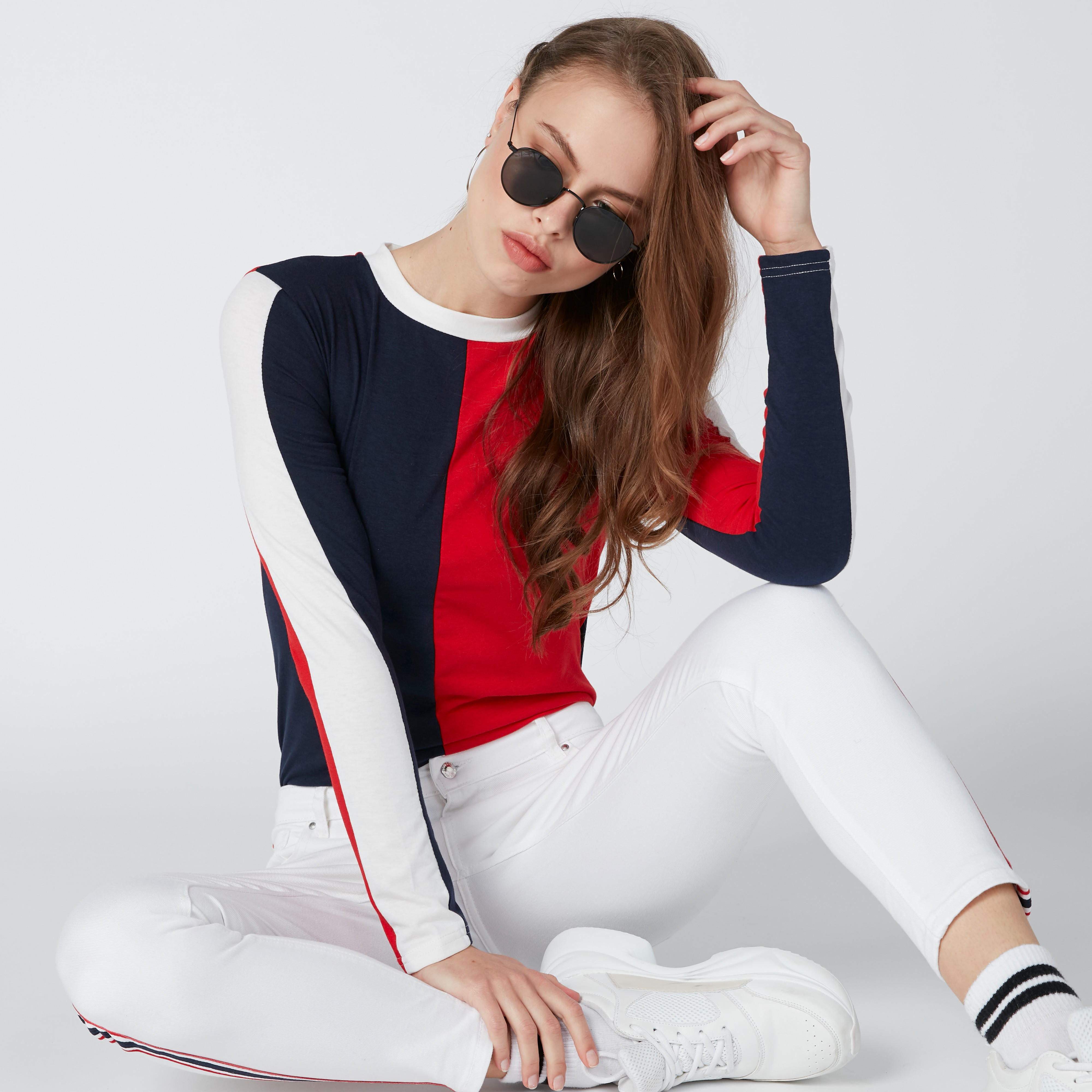 تيشيرت بياقة مستديرة وأكمام طويلة-women-clothing-tshirts-image-3