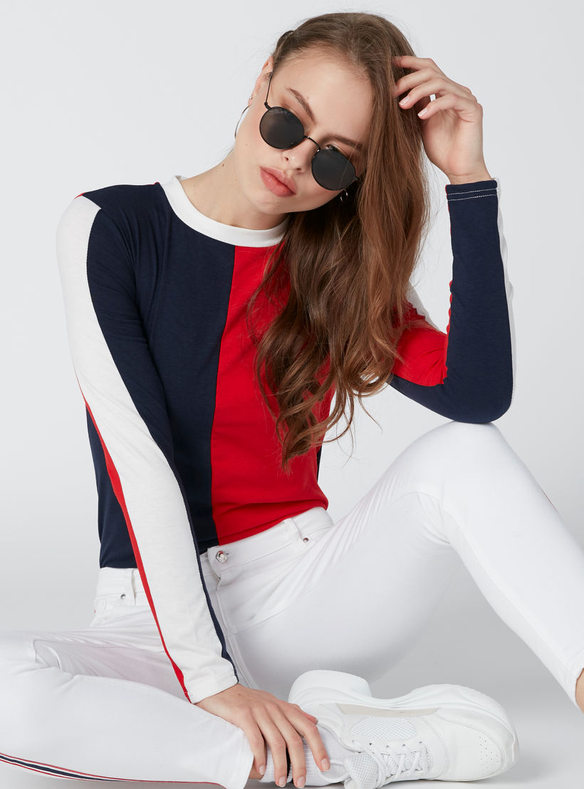 تيشيرت بياقة مستديرة وأكمام طويلة-women-clothing-tshirts-image-3