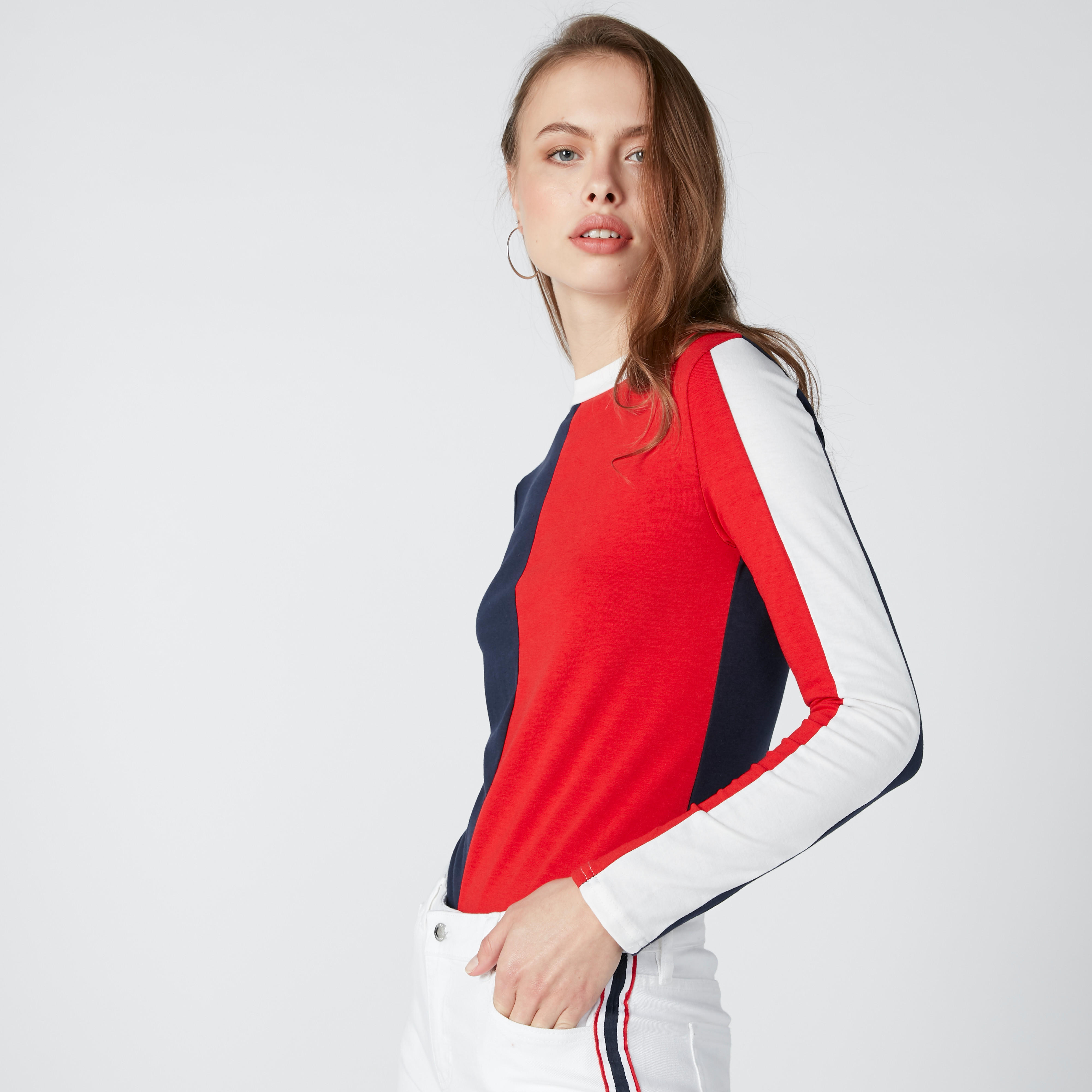 تيشيرت بياقة مستديرة وأكمام طويلة-women-clothing-tshirts-image-2