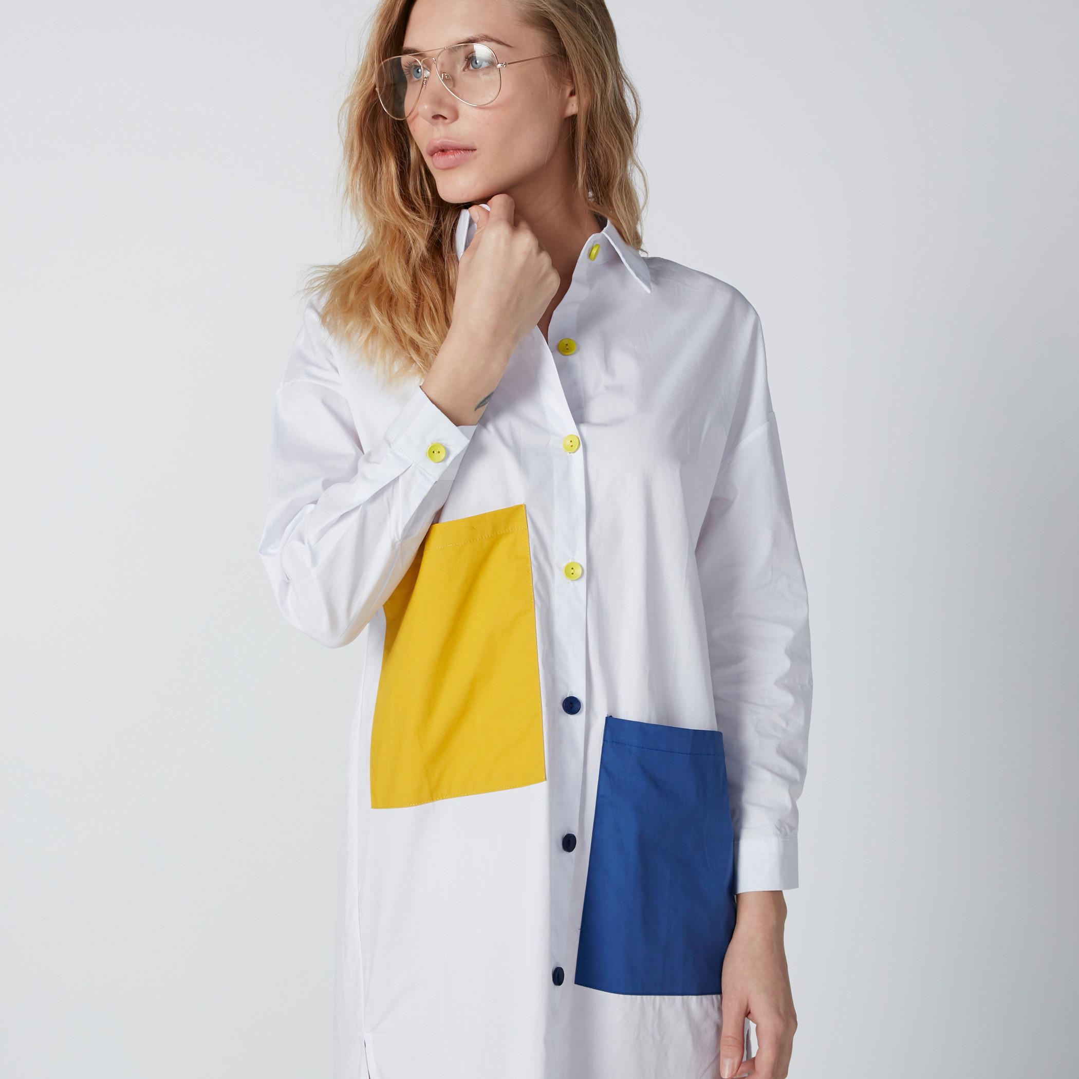 Pocket Detail Shirt Dress with Long Sleeves and Asymmetric Hem-women-clothing-dresses-image-4