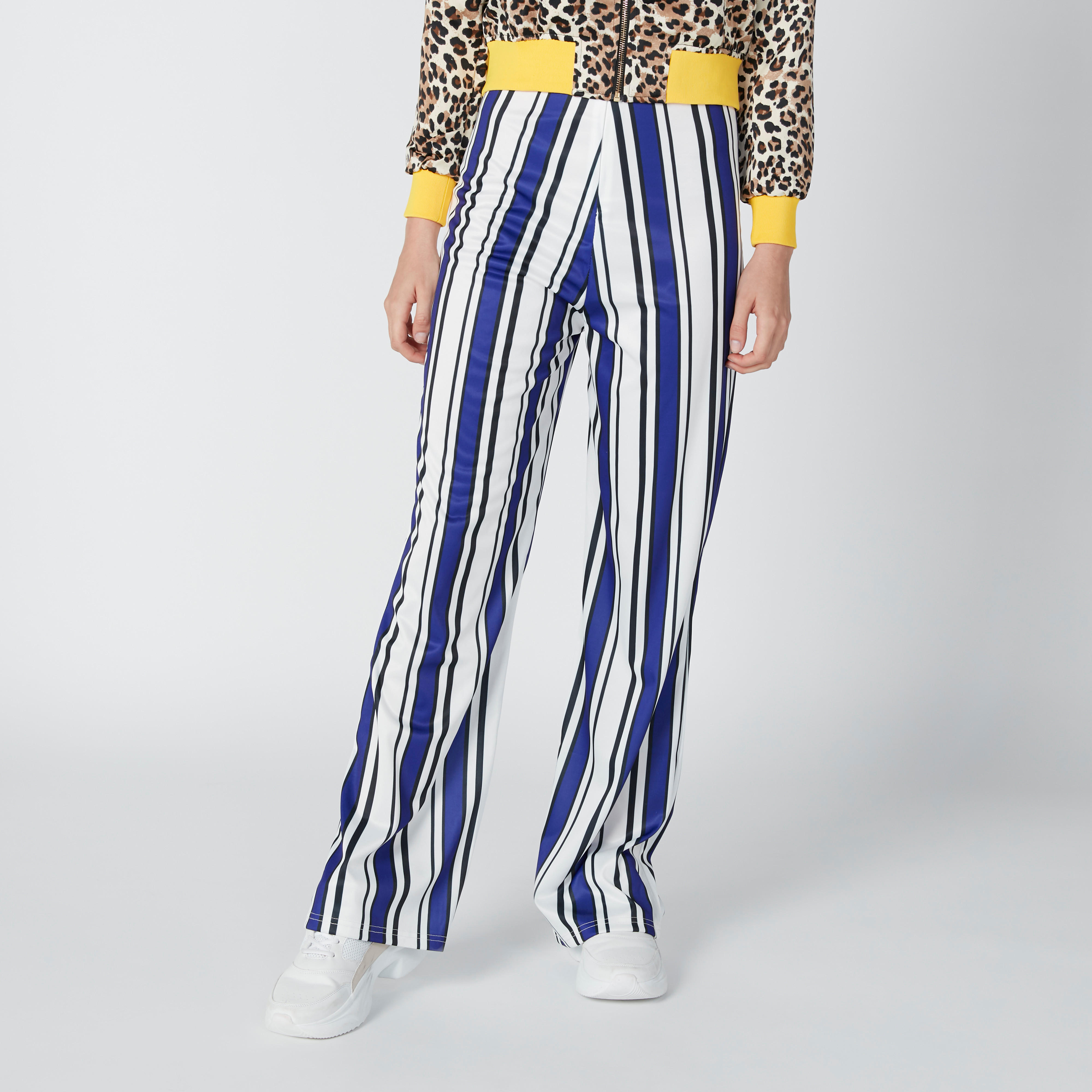 Striped Pants in Wide Fit with Elasticised Waistband-women-clothing-bottoms-trousers-image-1