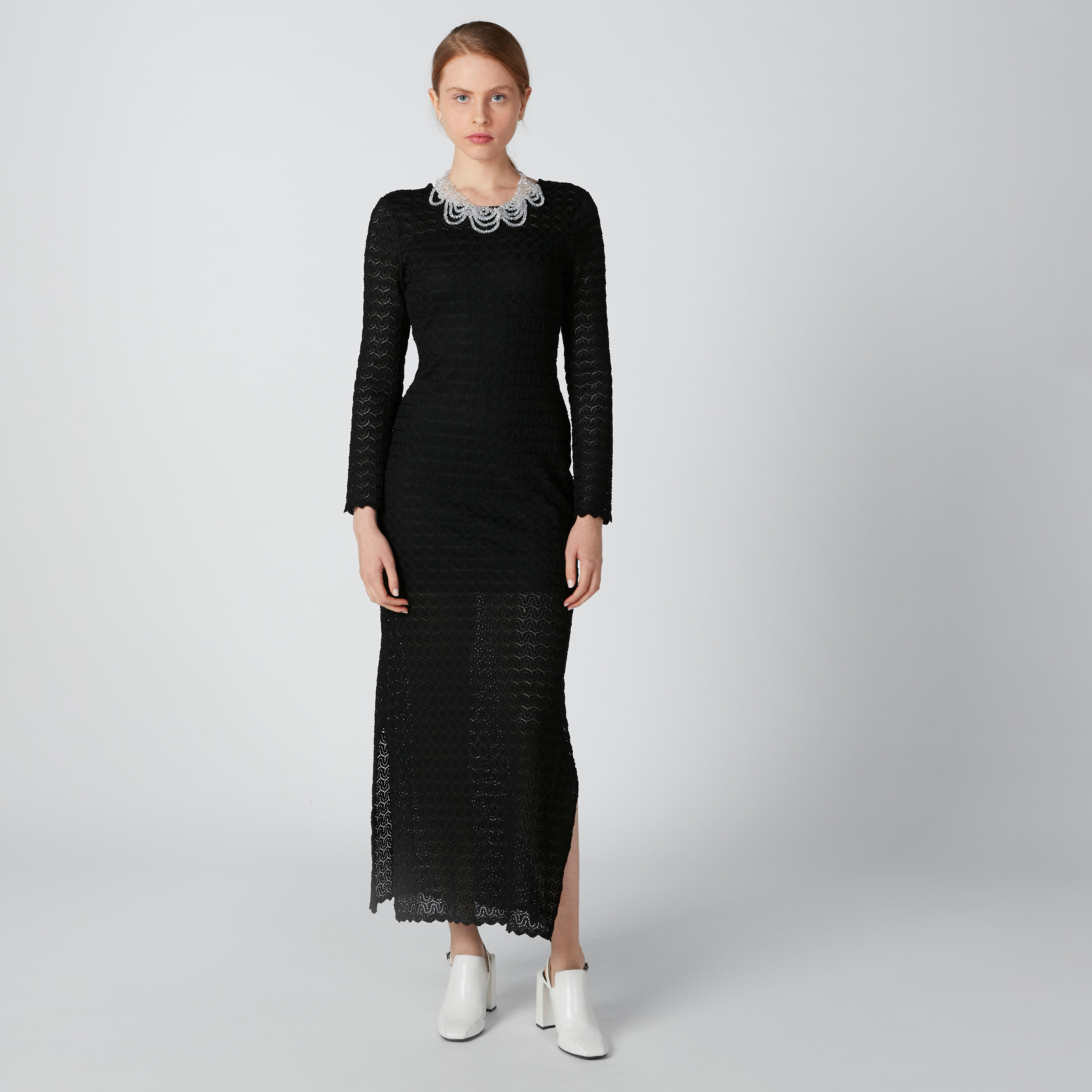 فستان طويل بأكمام طويلة وفتحة جانبية-women-clothing-dresses-image-1