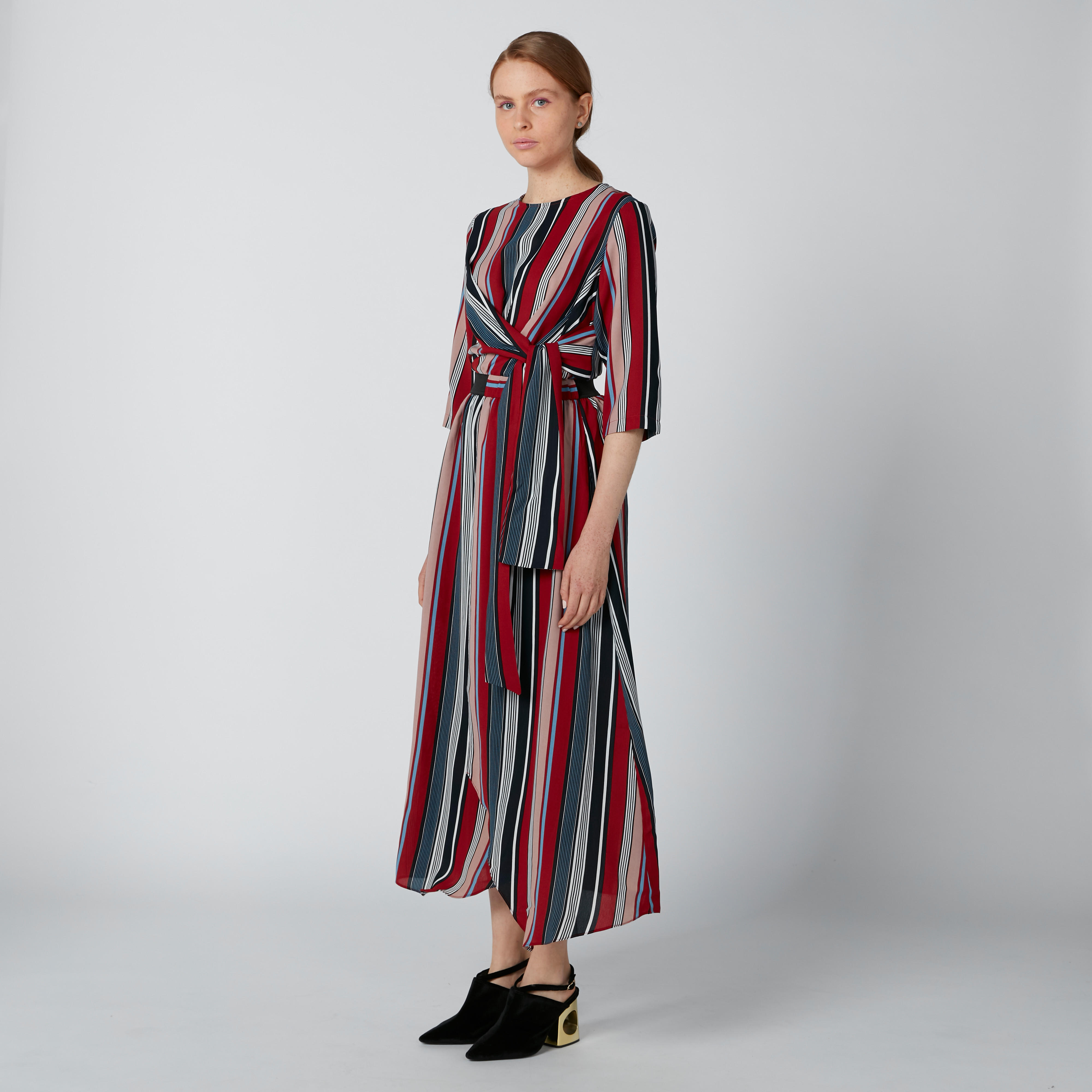 بلوزة مقلّمة بأكمام 3/4 وأربطة-women-clothing-shirtsandblouses-blouses-image-1