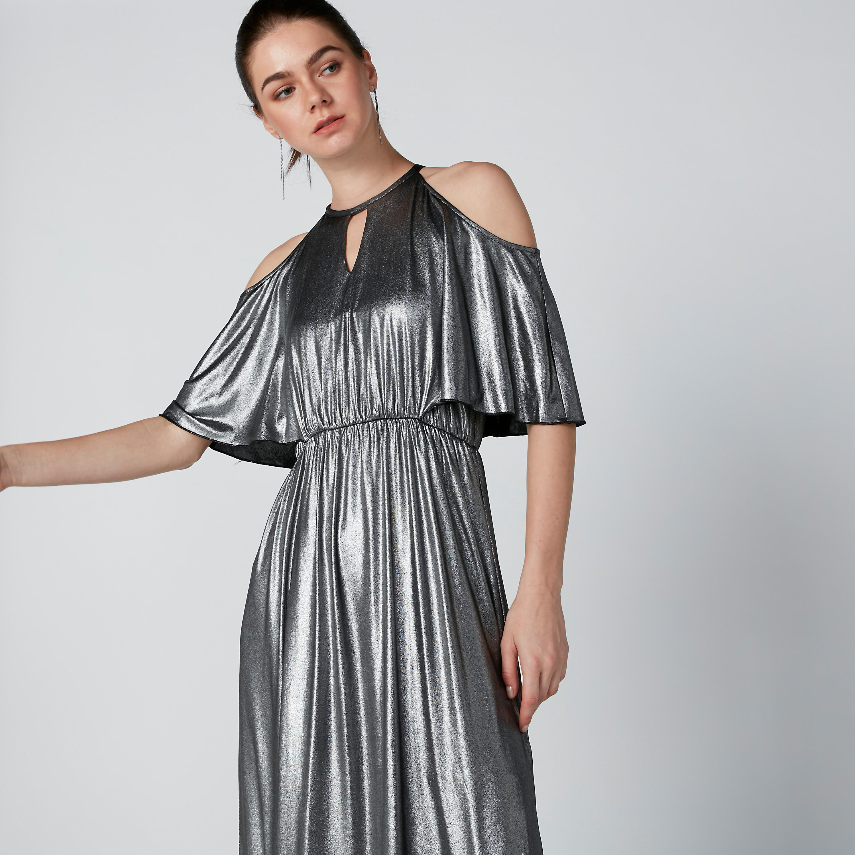 فستان طويل إيه لاين بأكتاف منسدلة وفتحة جانبية-women-clothing-dresses-image-6