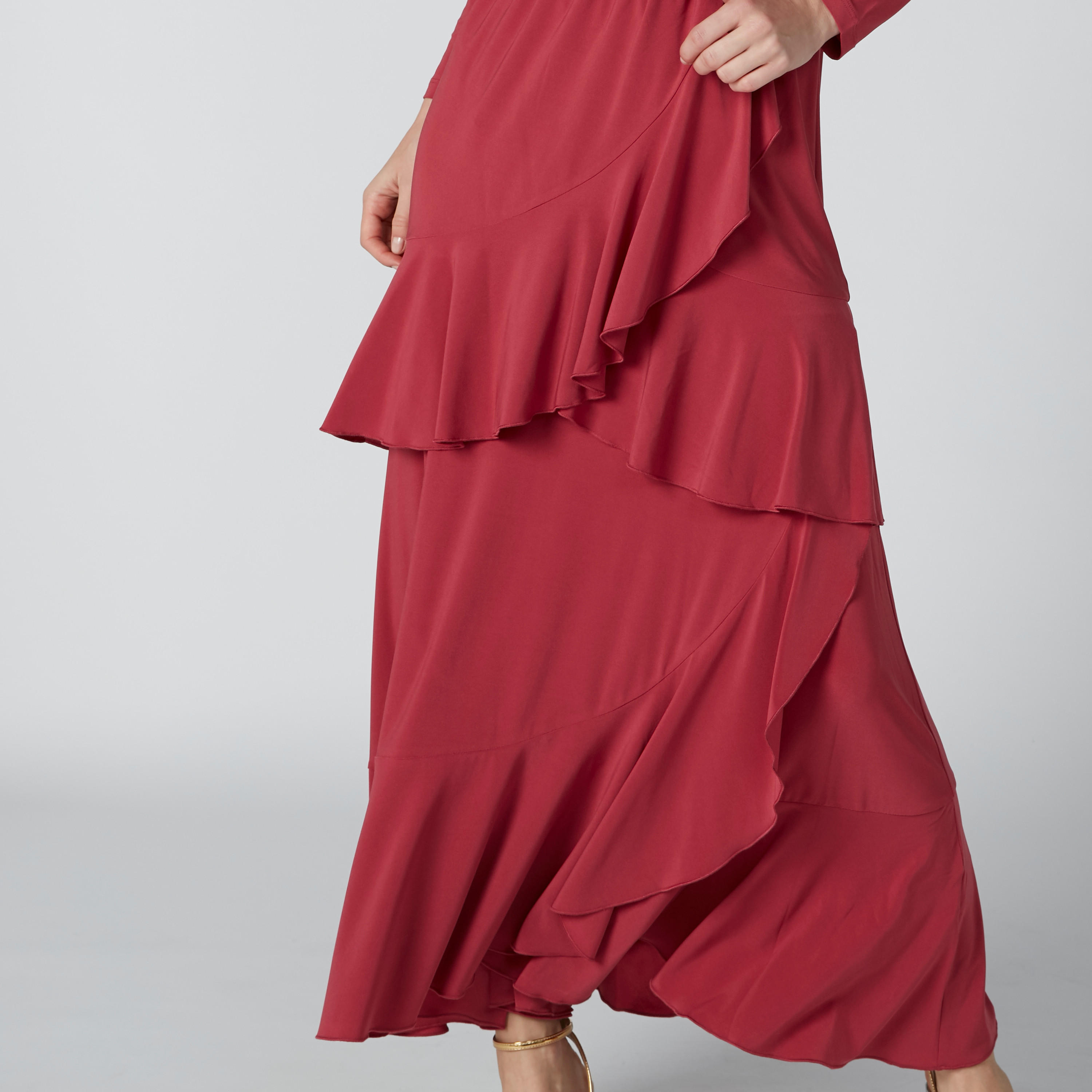 فستان طويل متعدد الطبقات بياقة V وأكمام طويلة-women-clothing-dresses-image-4