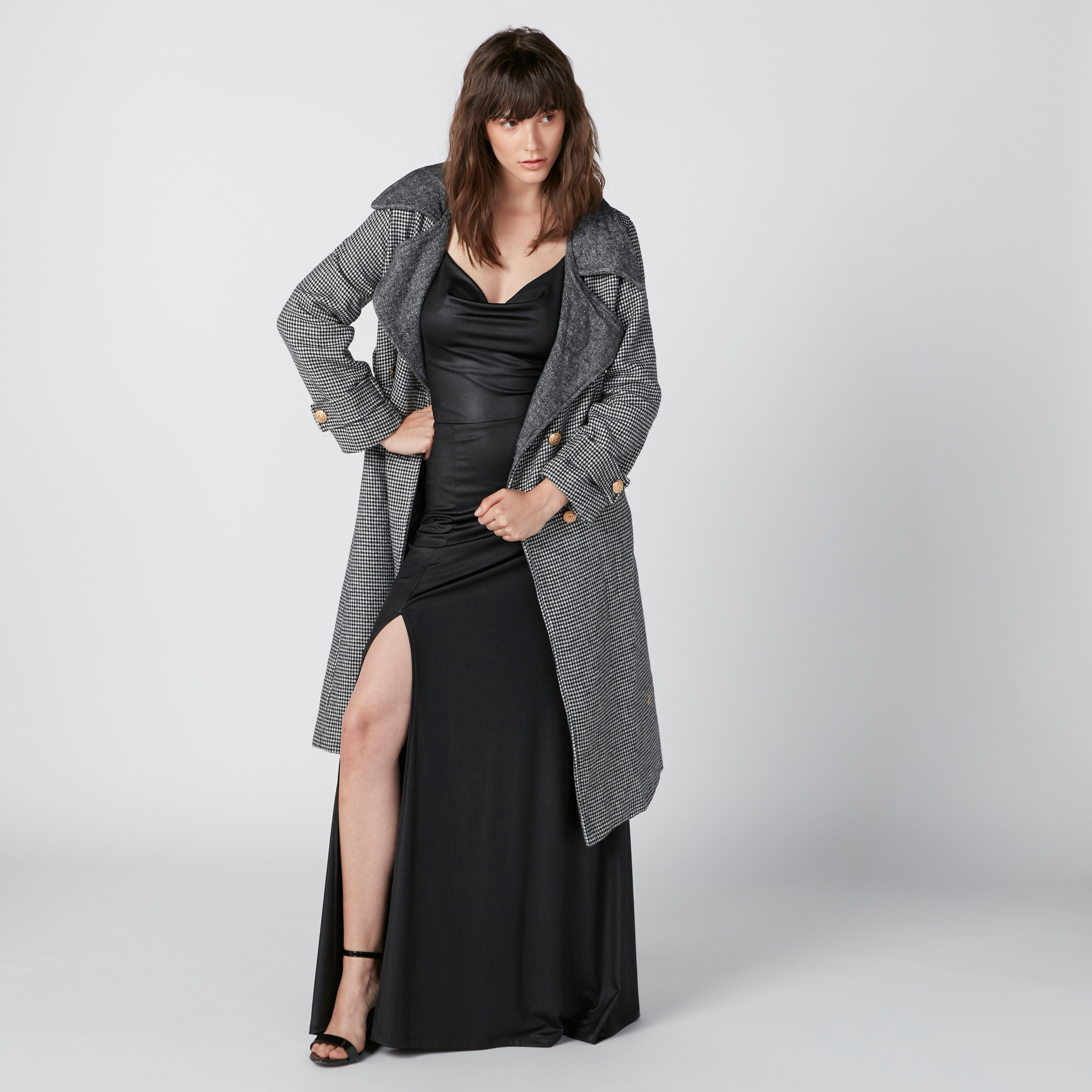 Textured Maxi Dress with Slit Detail and Crossed Straps-women-clothing-dresses-image-1