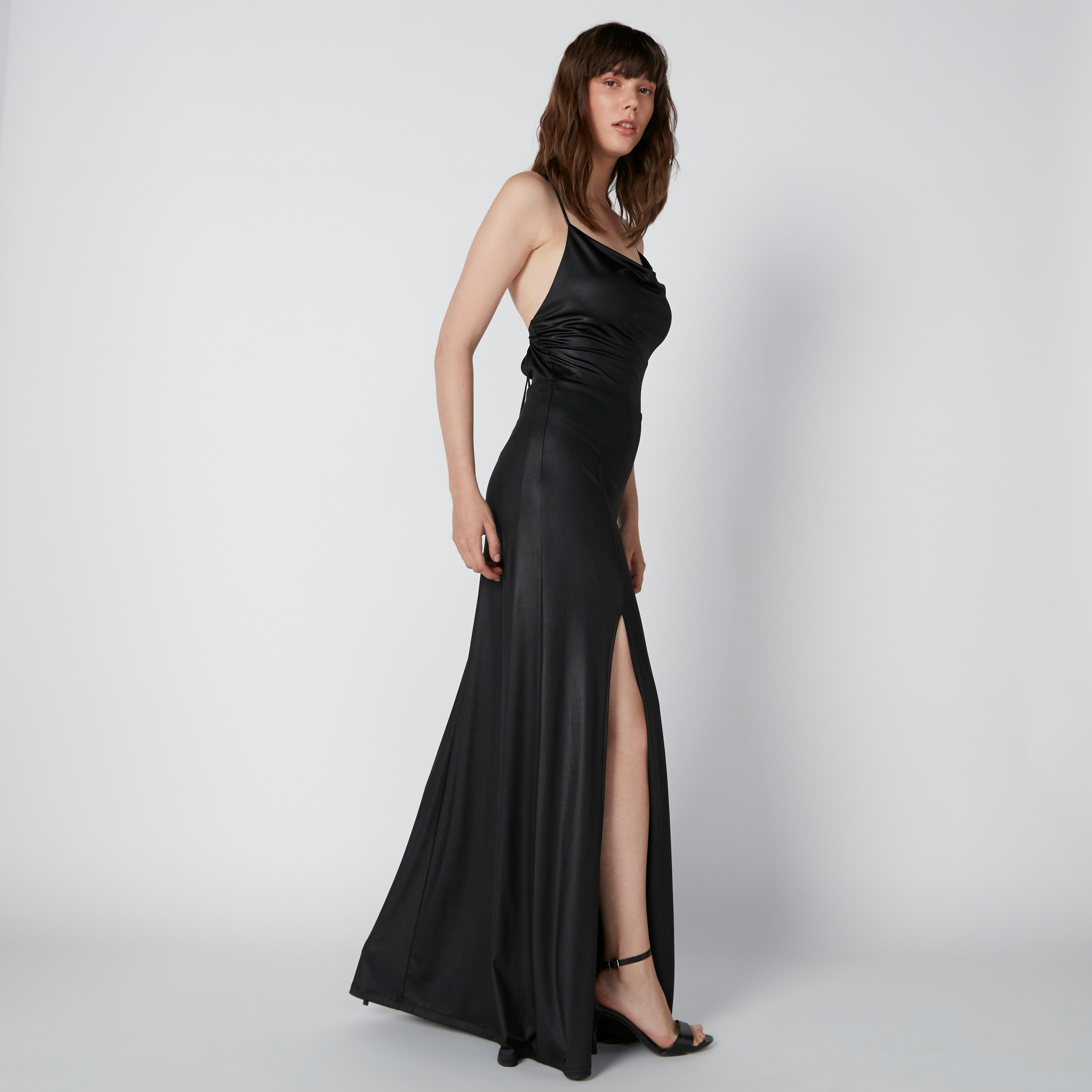 Textured Maxi Dress with Slit Detail and Crossed Straps-women-clothing-dresses-image-4