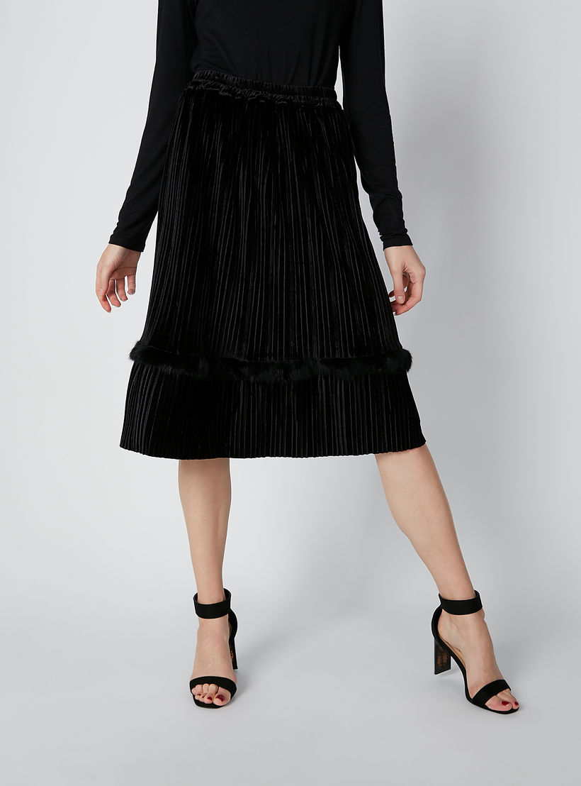 Textured Midi A-Line Skirt with Plush Detail-women-clothing-bottoms-skirts-image-2
