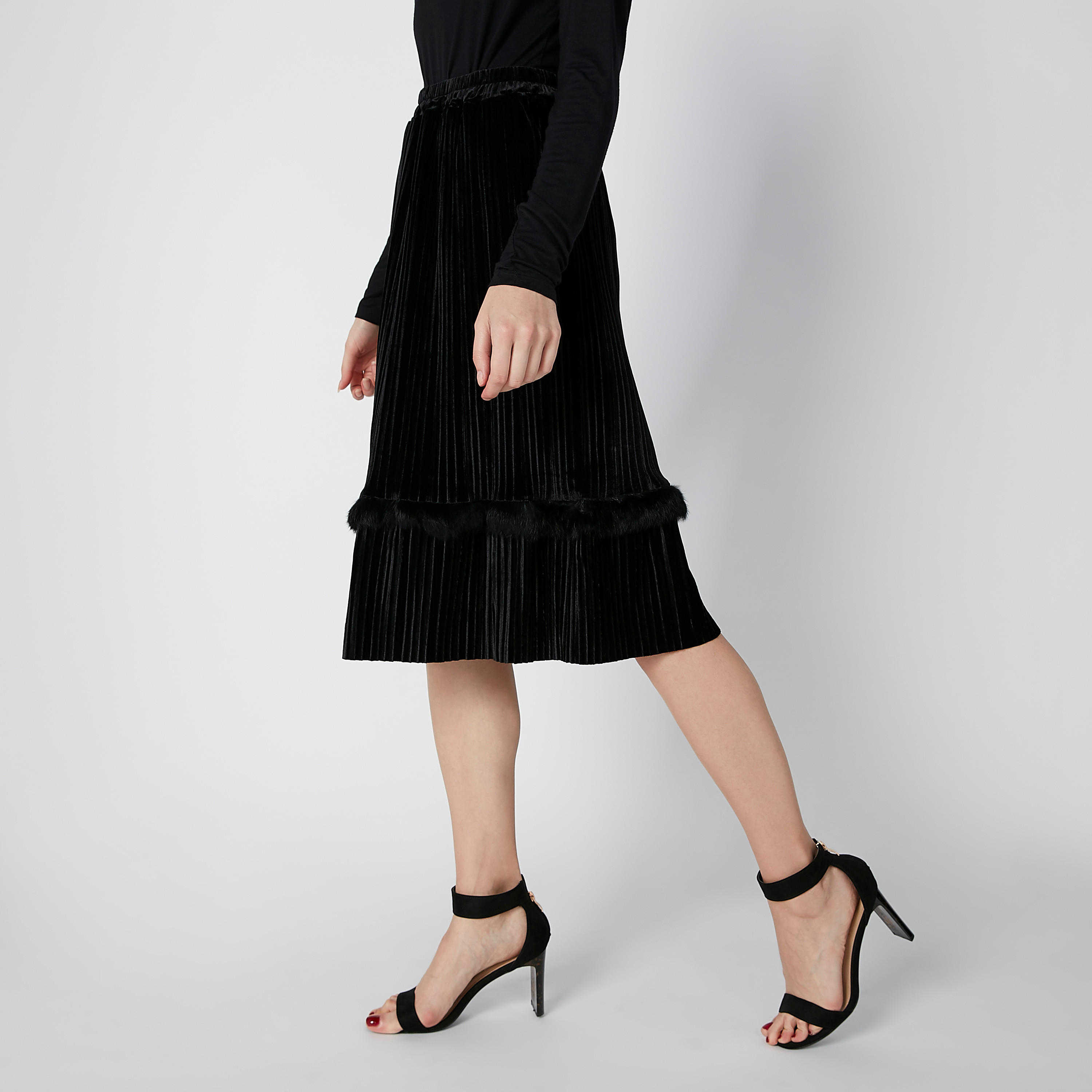 Textured Midi A-Line Skirt with Plush Detail-women-clothing-bottoms-skirts-image-4