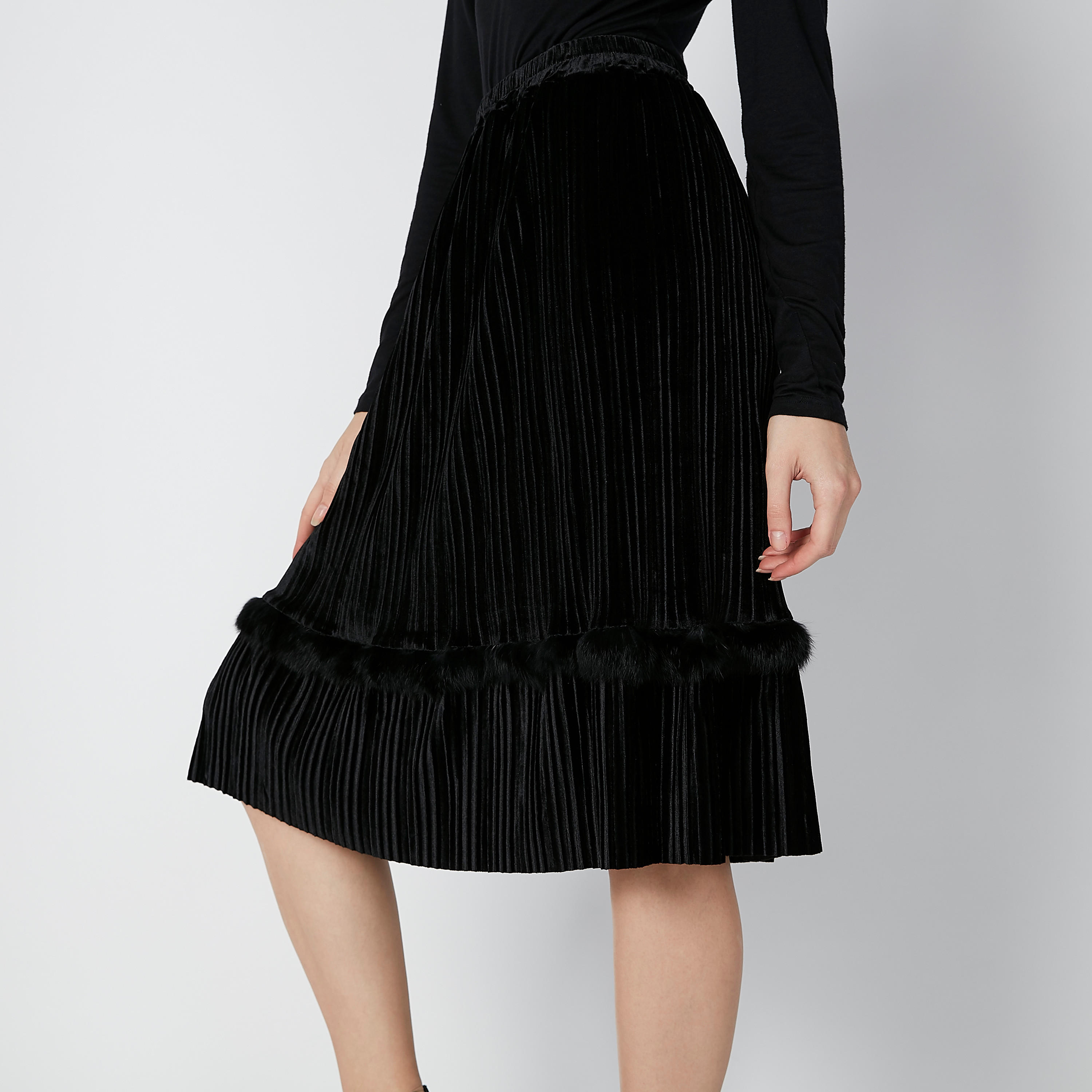 Textured Midi A-Line Skirt with Plush Detail-women-clothing-bottoms-skirts-image-5