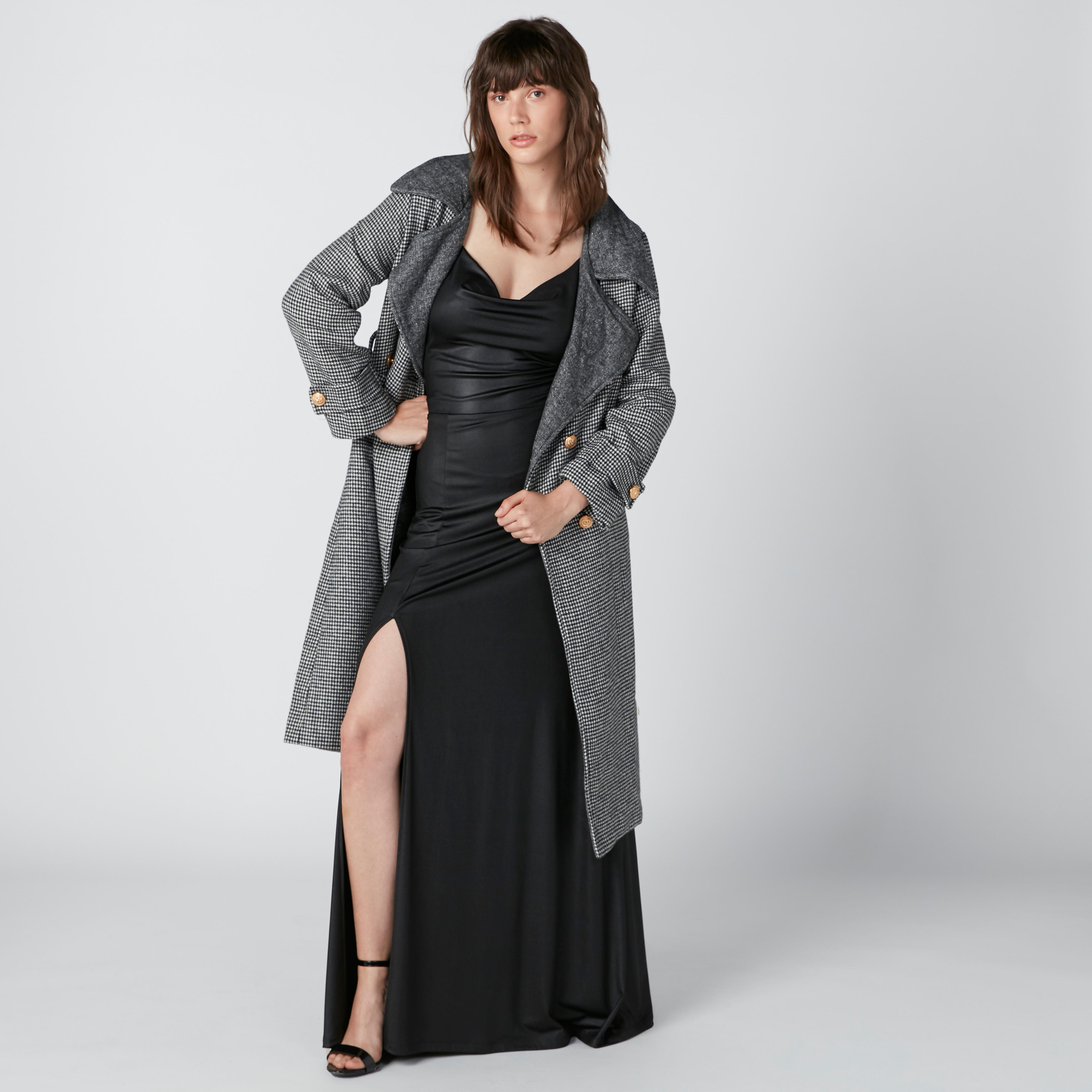 معطف كاروهات طويل بأكمام طويلة وزر إغلاق-women-clothing-coatsandjackets-coats-image-6