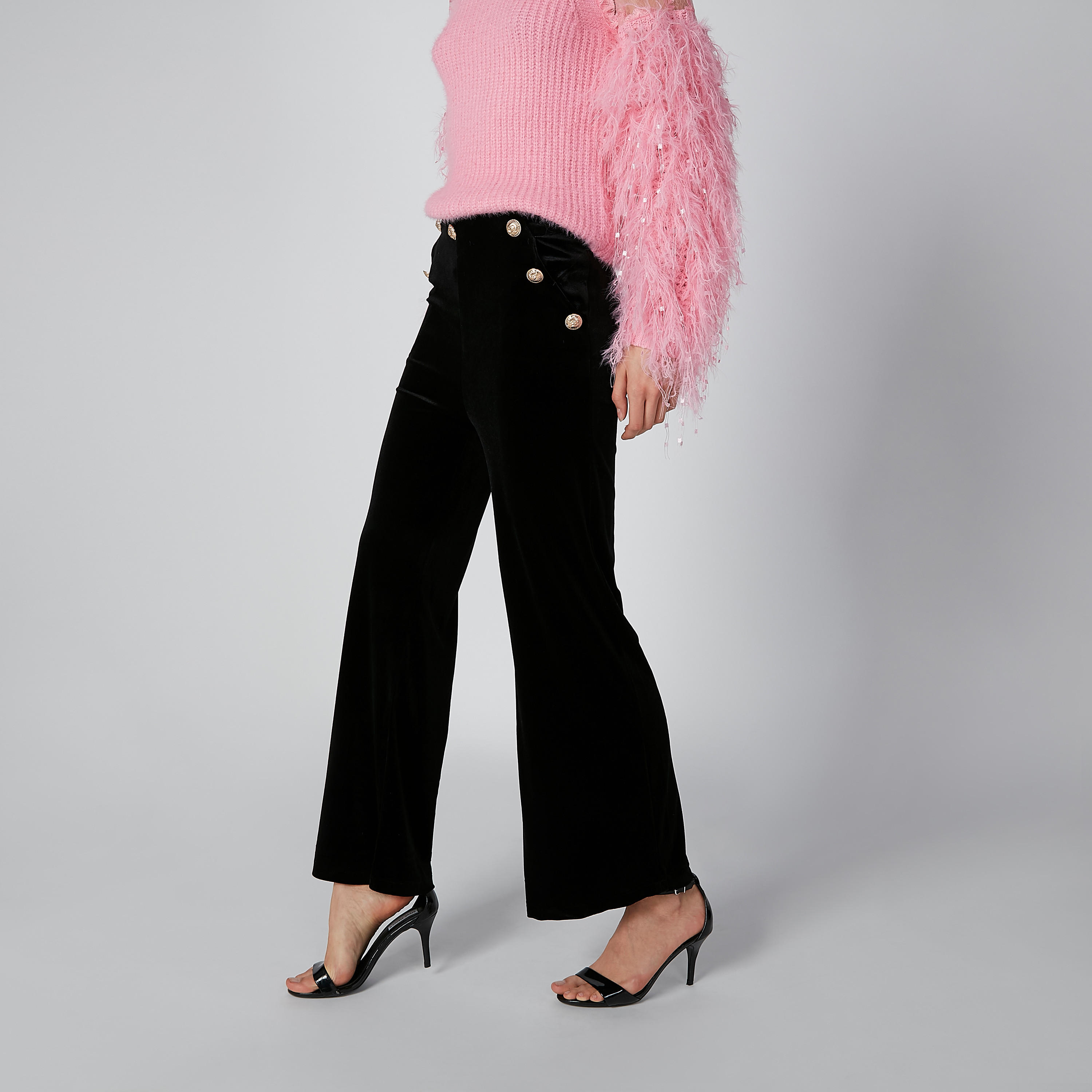 بنطال بالازو طويل بقصّة سليم وخصر مرتفع وأزرار-women-clothing-bottoms-trousers-image-3