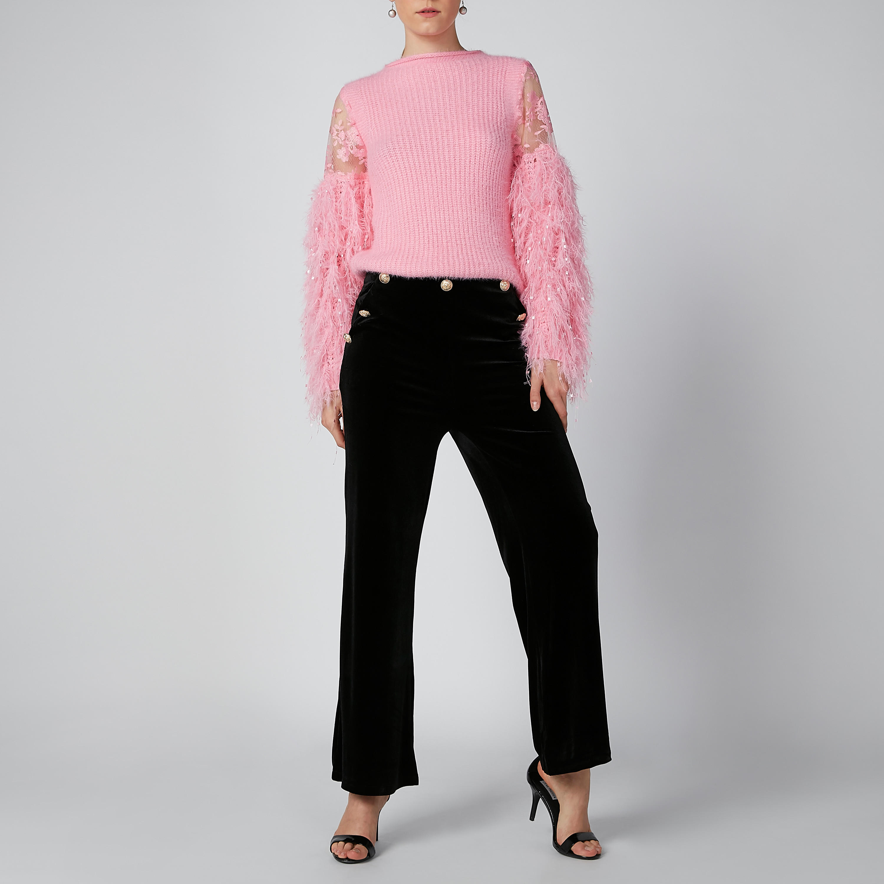 بنطال بالازو طويل بقصّة سليم وخصر مرتفع وأزرار-women-clothing-bottoms-trousers-image-4