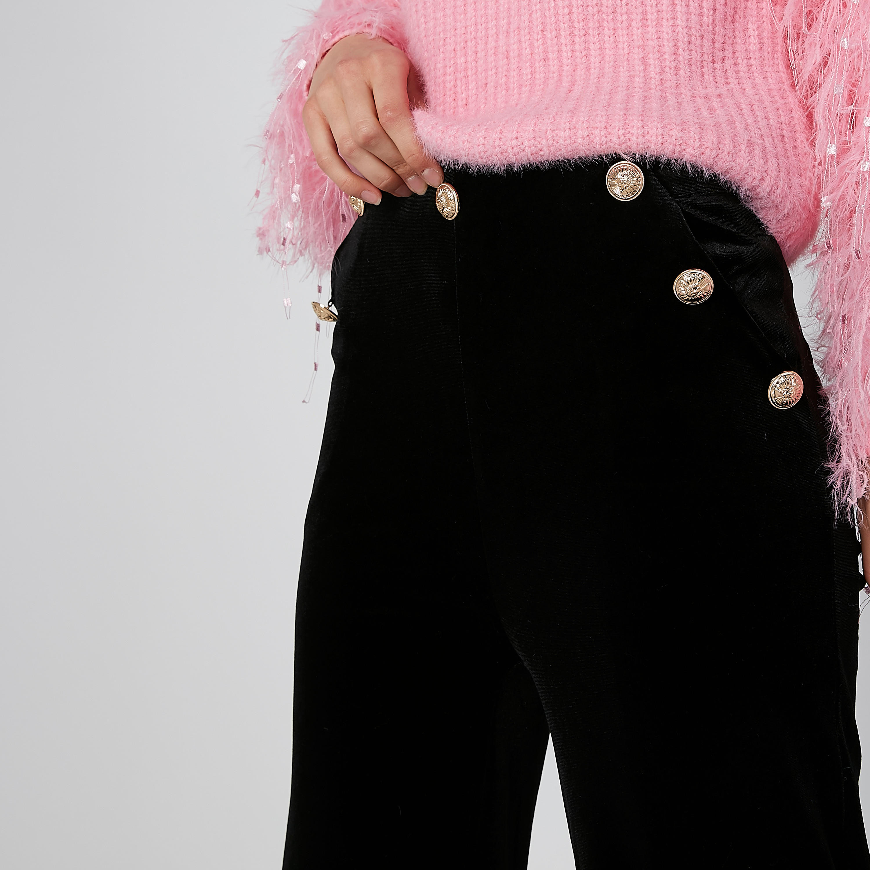 بنطال بالازو طويل بقصّة سليم وخصر مرتفع وأزرار-women-clothing-bottoms-trousers-image-5