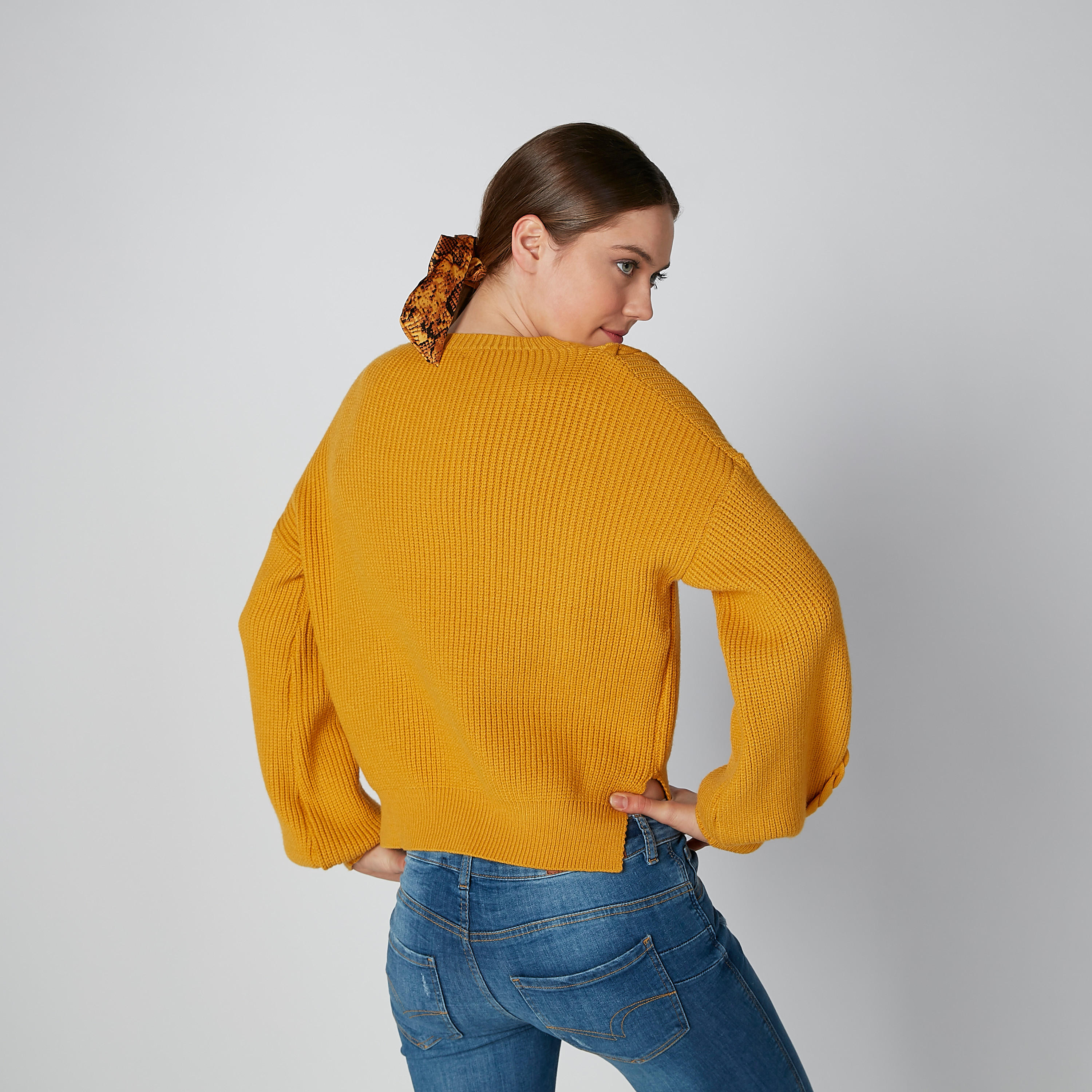 Textured Sweater with Round Neck and Drop Shoulder Sleeves-women-clothing-cardigansandjumpers-jumpers-image-3