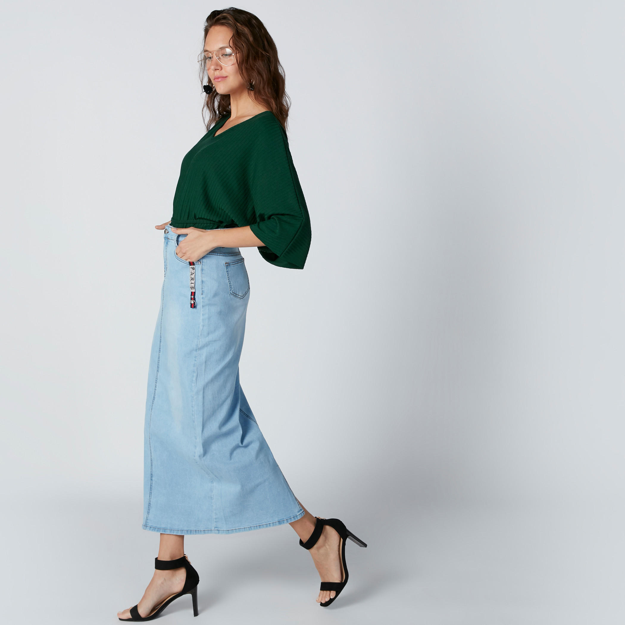 Pocket Detail A-Line Skirt with Button Closure-women-clothing-bottoms-skirts-image-3