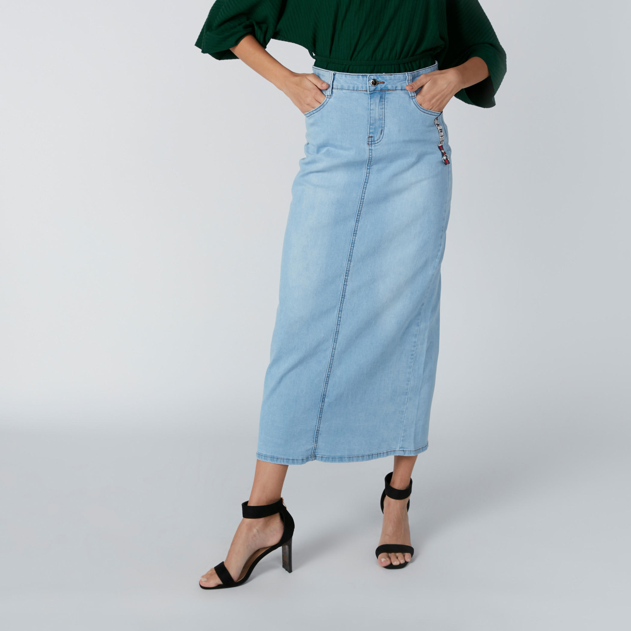 Pocket Detail A-Line Skirt with Button Closure-women-clothing-bottoms-skirts-image-4