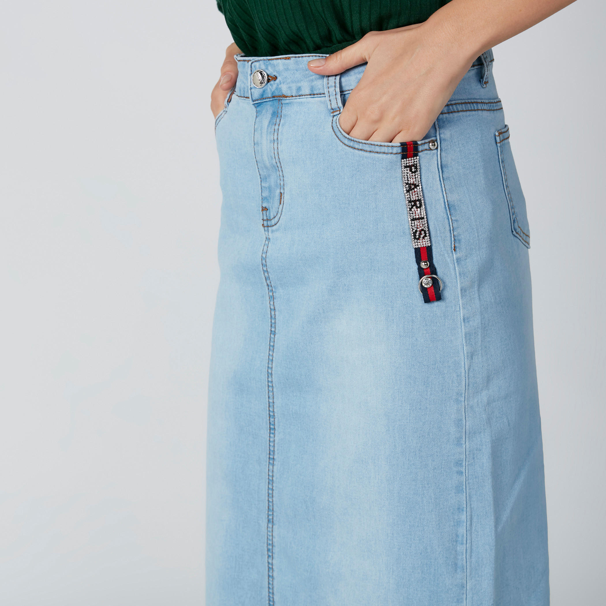 Pocket Detail A-Line Skirt with Button Closure-women-clothing-bottoms-skirts-image-5