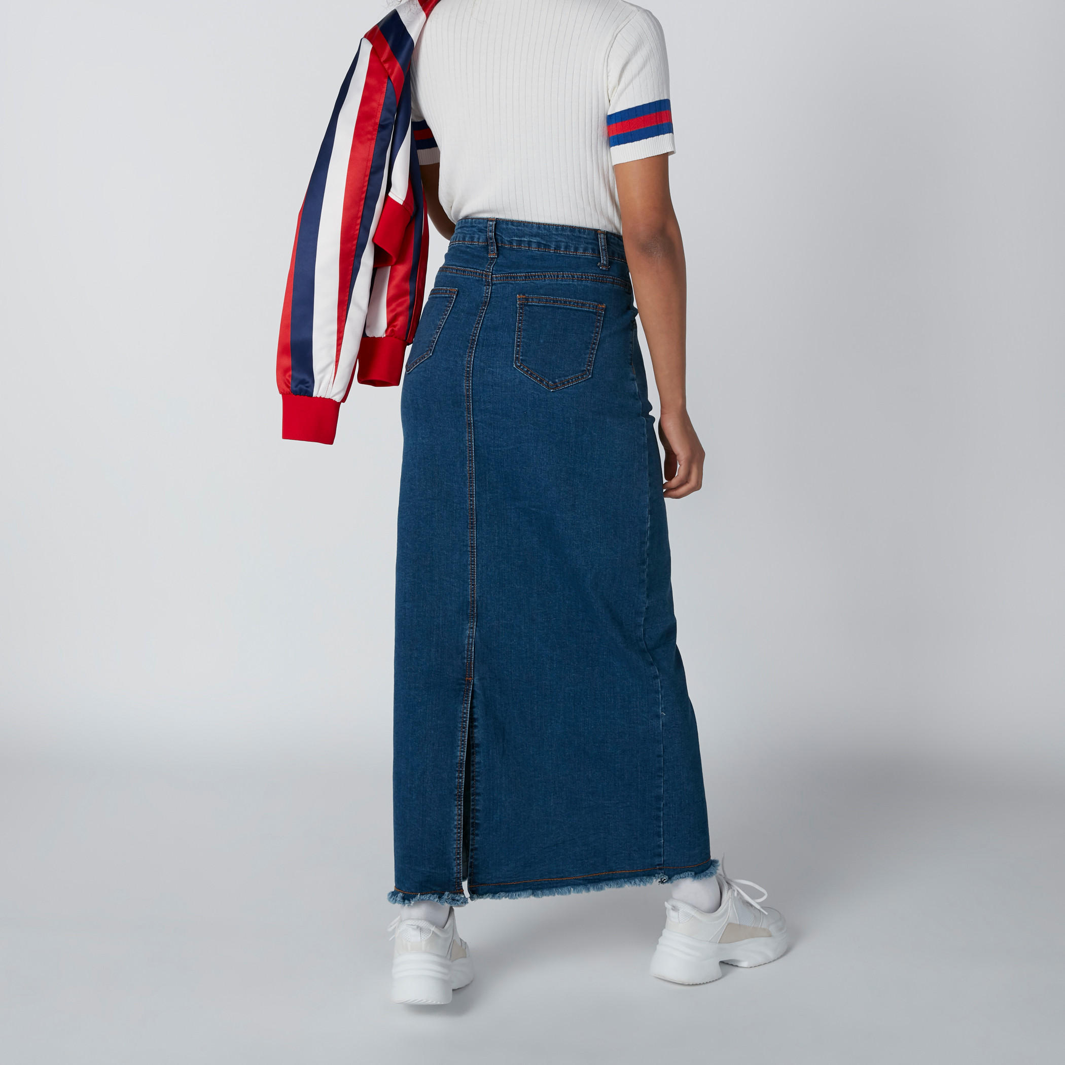 تنورة طويلة إيه لاين بفتحة خلفية وجيوب-women-clothing-bottoms-skirts-image-2
