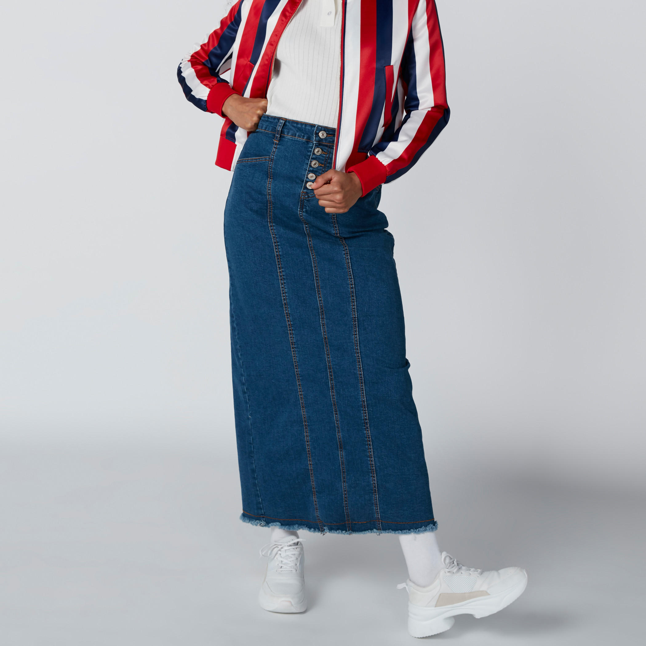 تنورة طويلة إيه لاين بفتحة خلفية وجيوب-women-clothing-bottoms-skirts-image-3