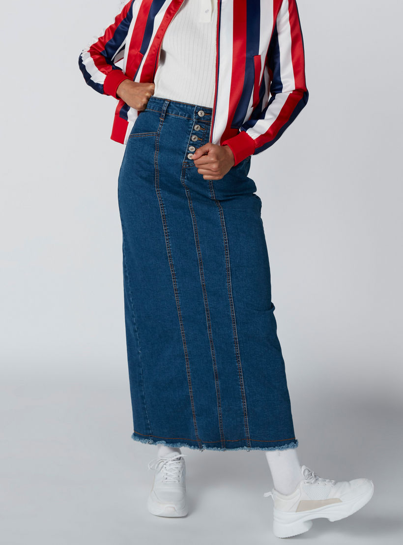 تنورة طويلة إيه لاين بفتحة خلفية وجيوب-women-clothing-bottoms-skirts-image-3