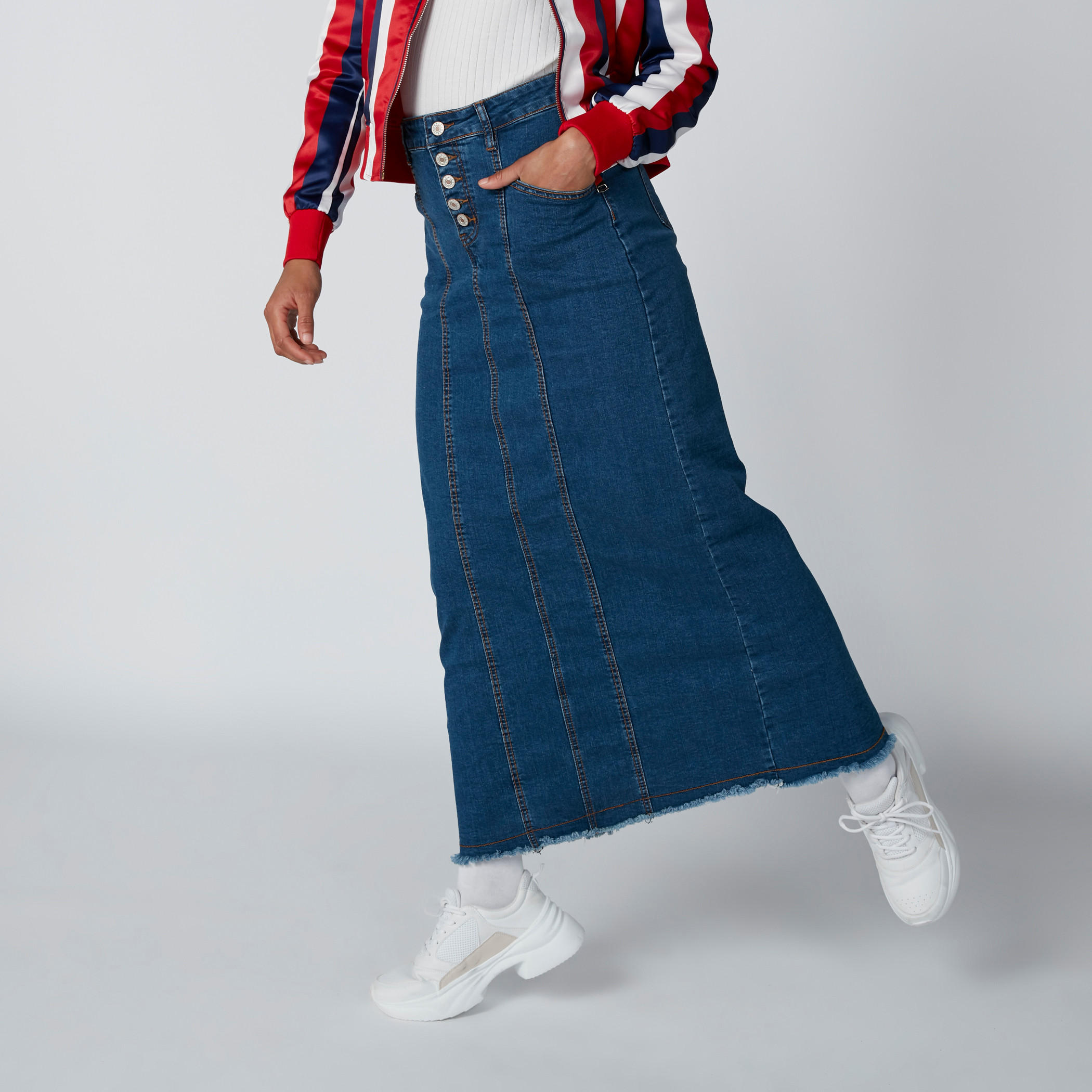 تنورة طويلة إيه لاين بفتحة خلفية وجيوب-women-clothing-bottoms-skirts-image-4