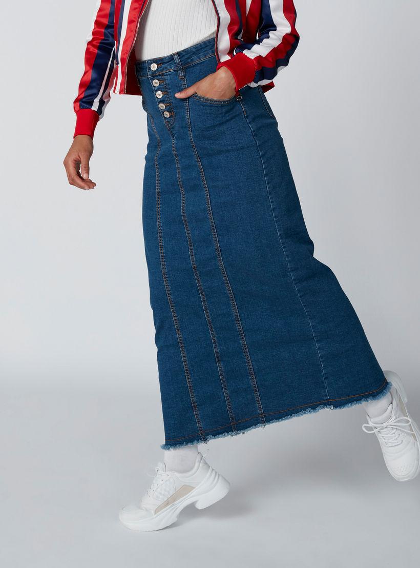 تنورة طويلة إيه لاين بفتحة خلفية وجيوب-women-clothing-bottoms-skirts-image-4