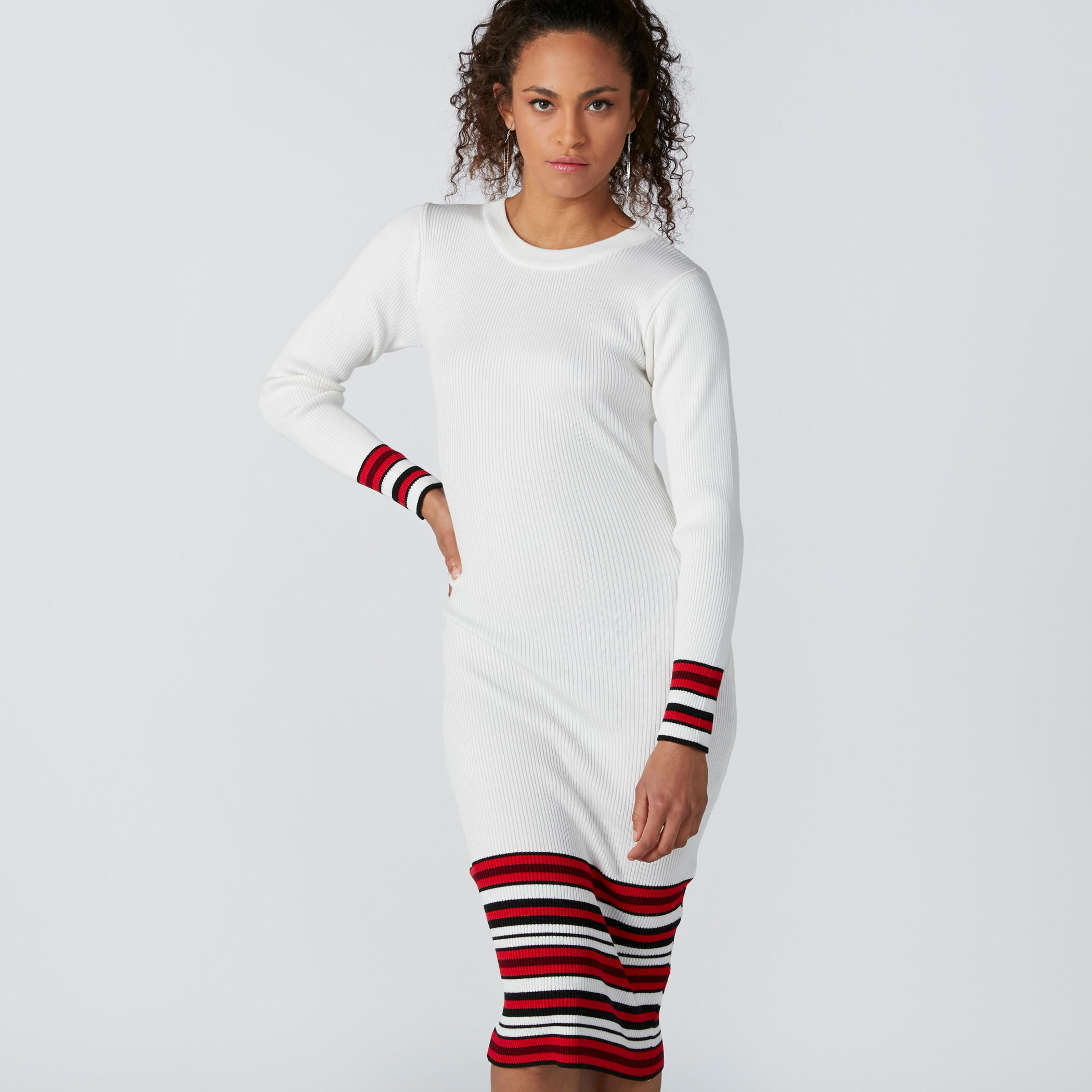 فستان واسع متوسط الطول بأكمام طويلة-women-clothing-dresses-image-1