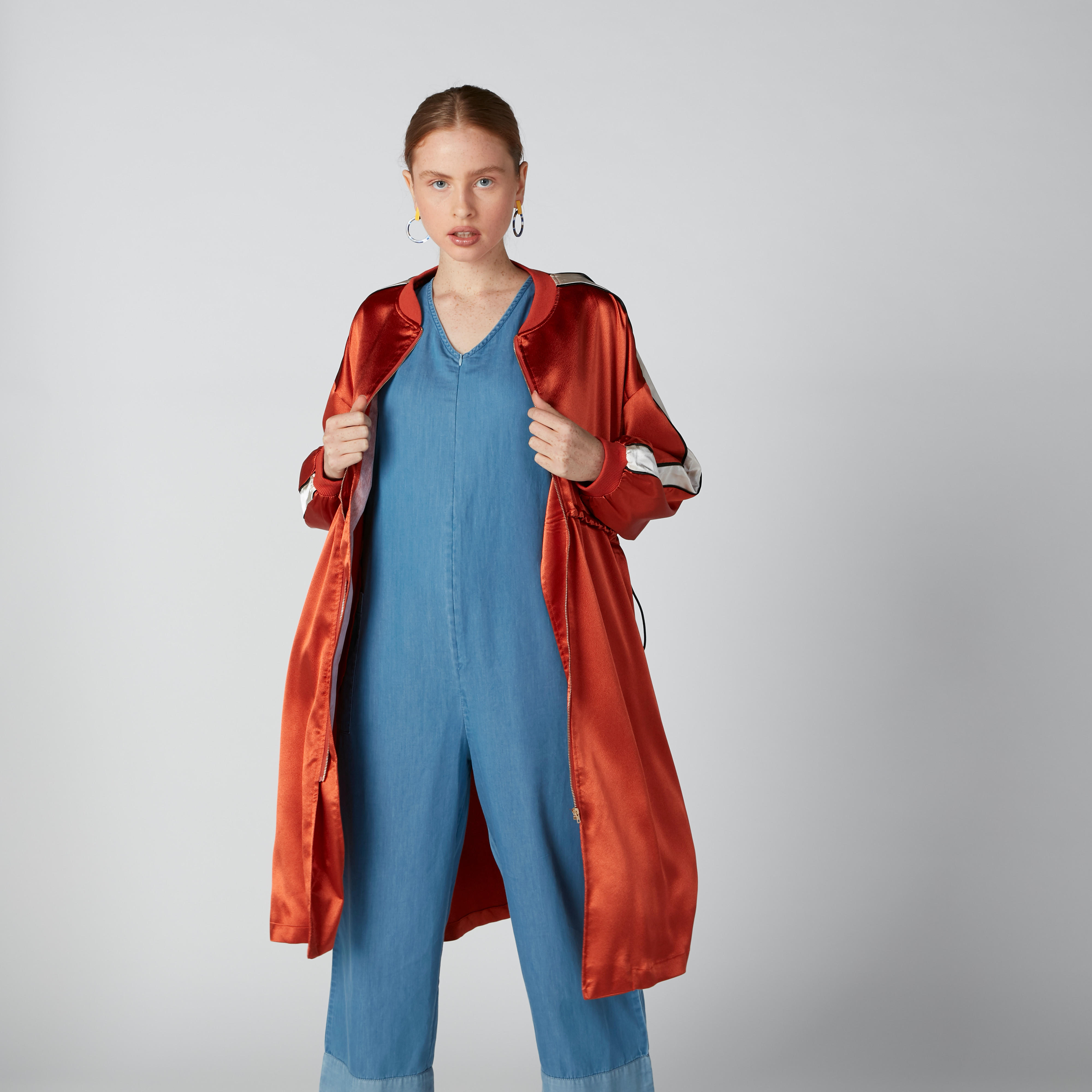 Panel Detail Jacket with Pockets and Zip Closure-women-winterwear-coatsandjackets-jackets-image-1