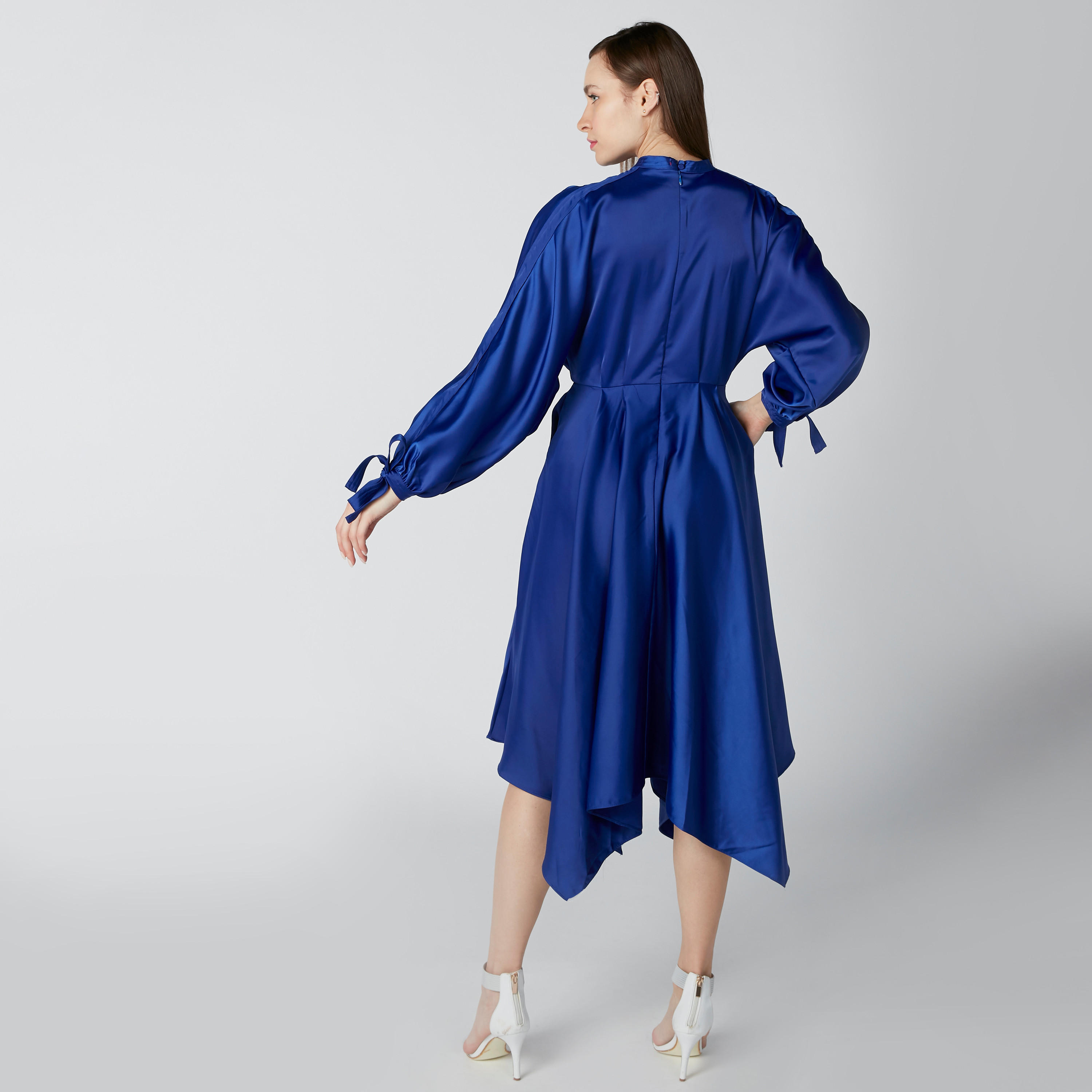 فستان متوسط الطول بأربطة وجيوب وحوّاف غير مستوية-women-clothing-dresses-image-4