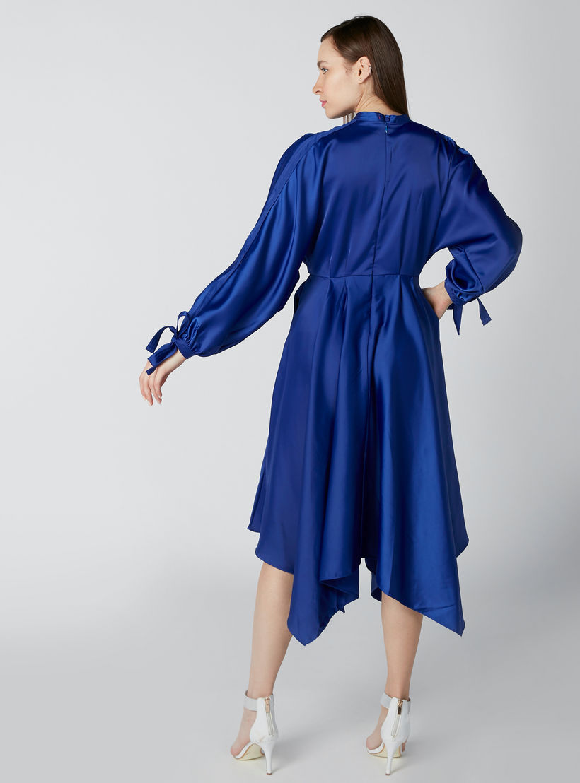 فستان متوسط الطول بأربطة وجيوب وحوّاف غير مستوية-women-clothing-dresses-image-4
