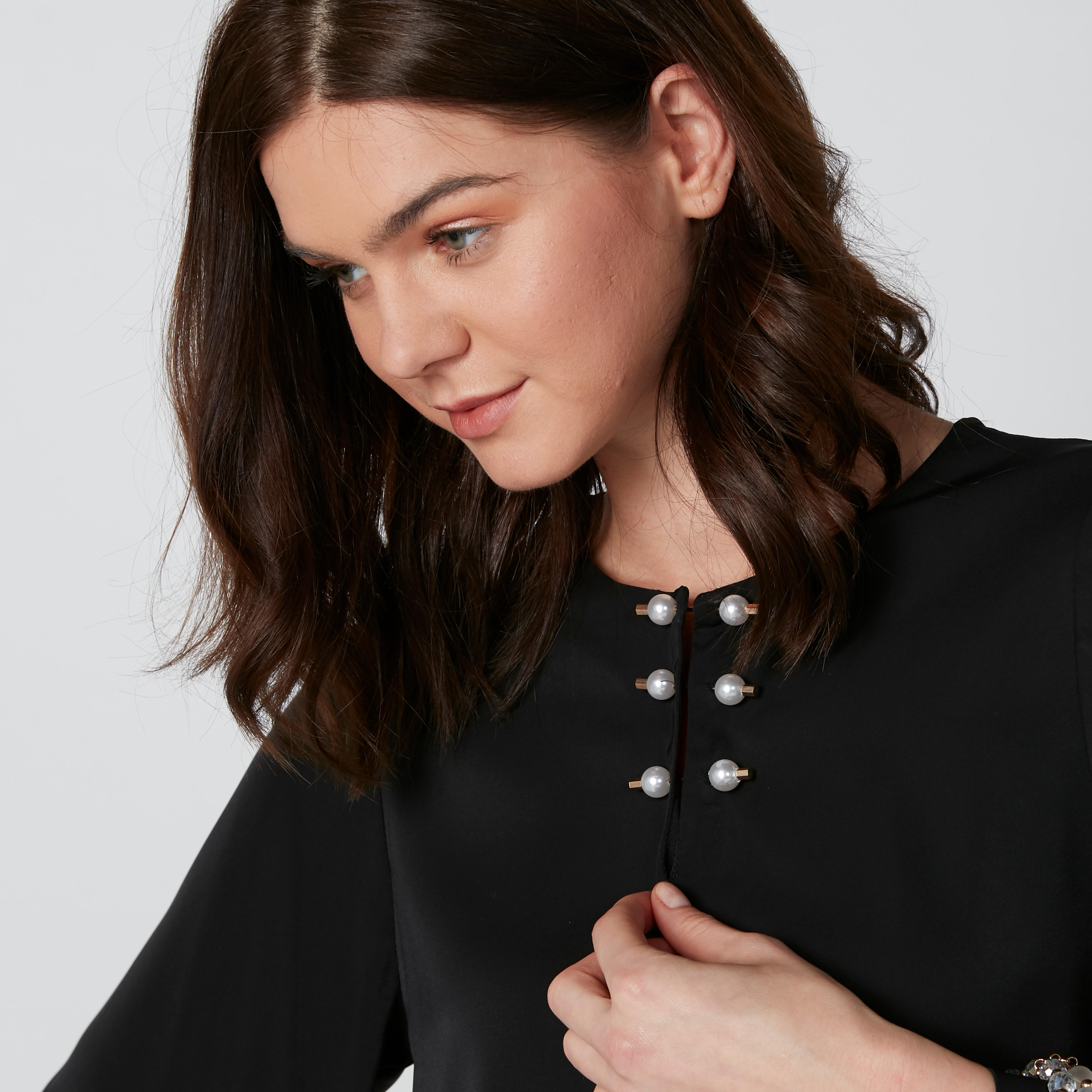 Pearl Detail Top with Round Neck and Long Sleeves-women-clothing-shirtsandblouses-blouses-image-4
