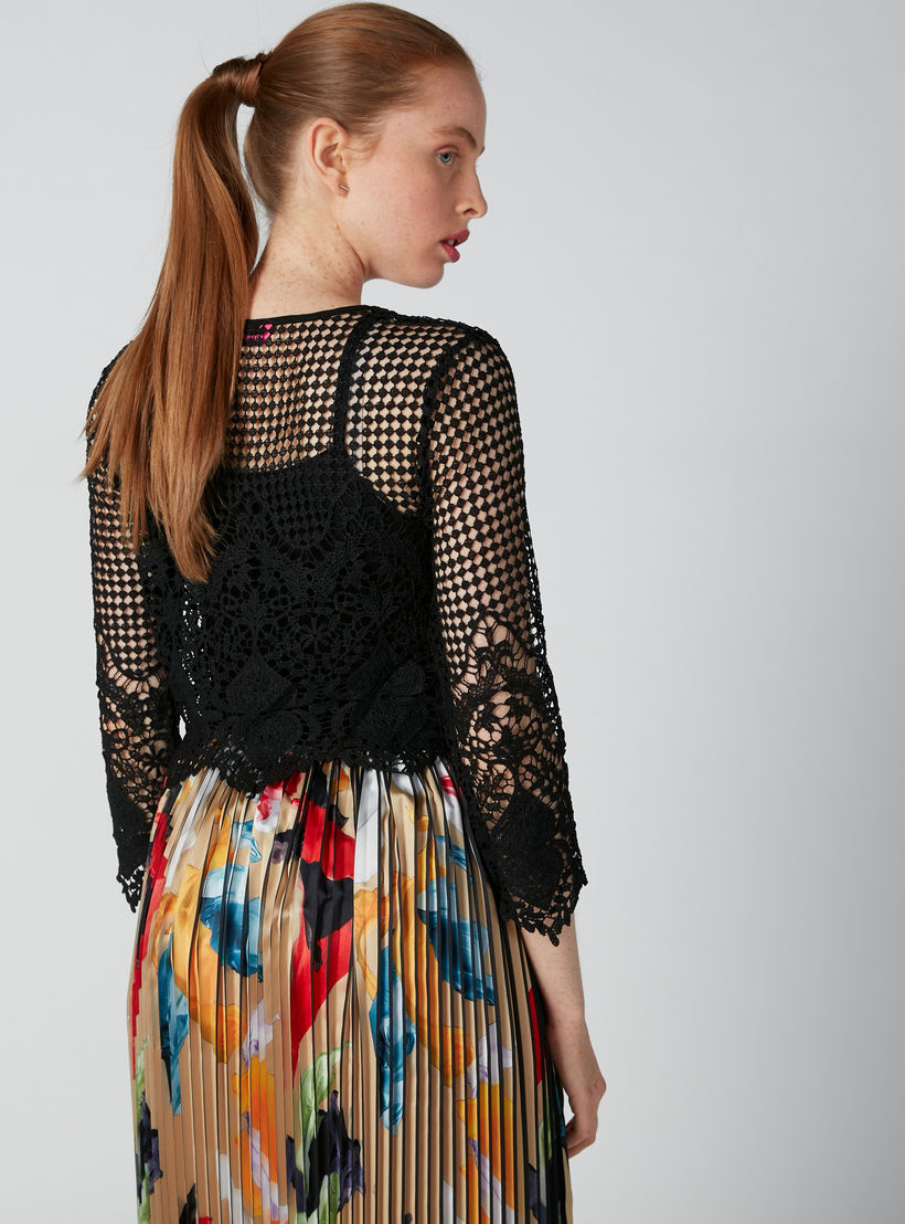 بلوزة قصيرة بأكمام بحوّاف غير مستوية وتفاصيل دانتيل-women-clothing-shirtsandblouses-blouses-image-2