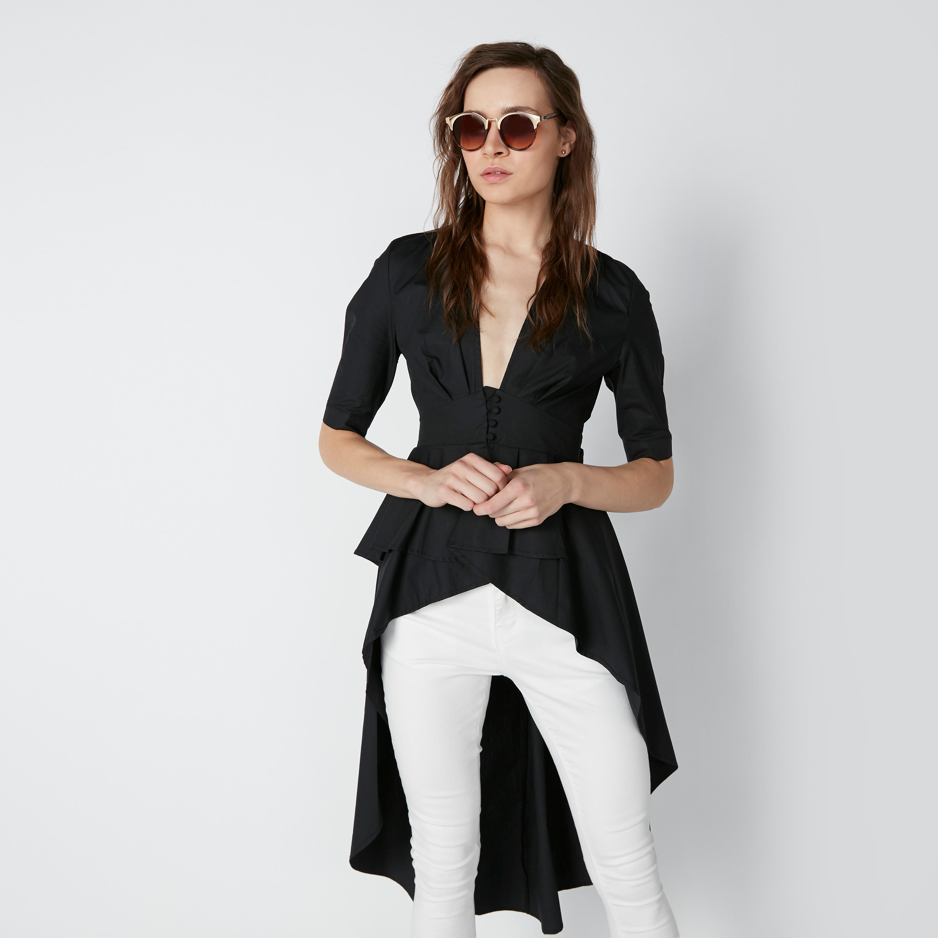 بلوزة بأكمام قصيرة وحوّاف غير مستوية وفيونكة-women-clothing-shirtsandblouses-blouses-image-9