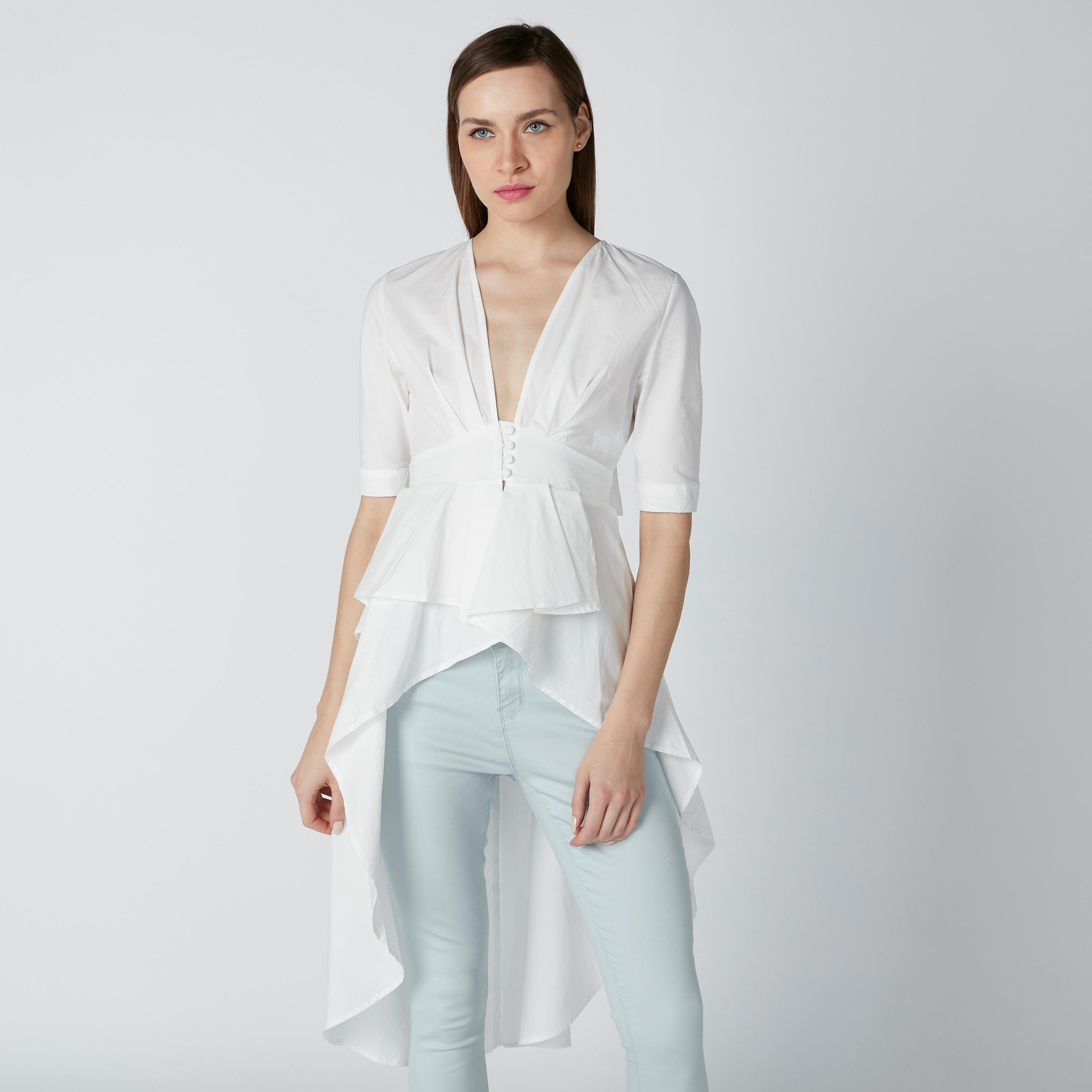 بلوزة بأكمام قصيرة وحوّاف غير مستوية وفيونكة-women-clothing-shirtsandblouses-blouses-image-3