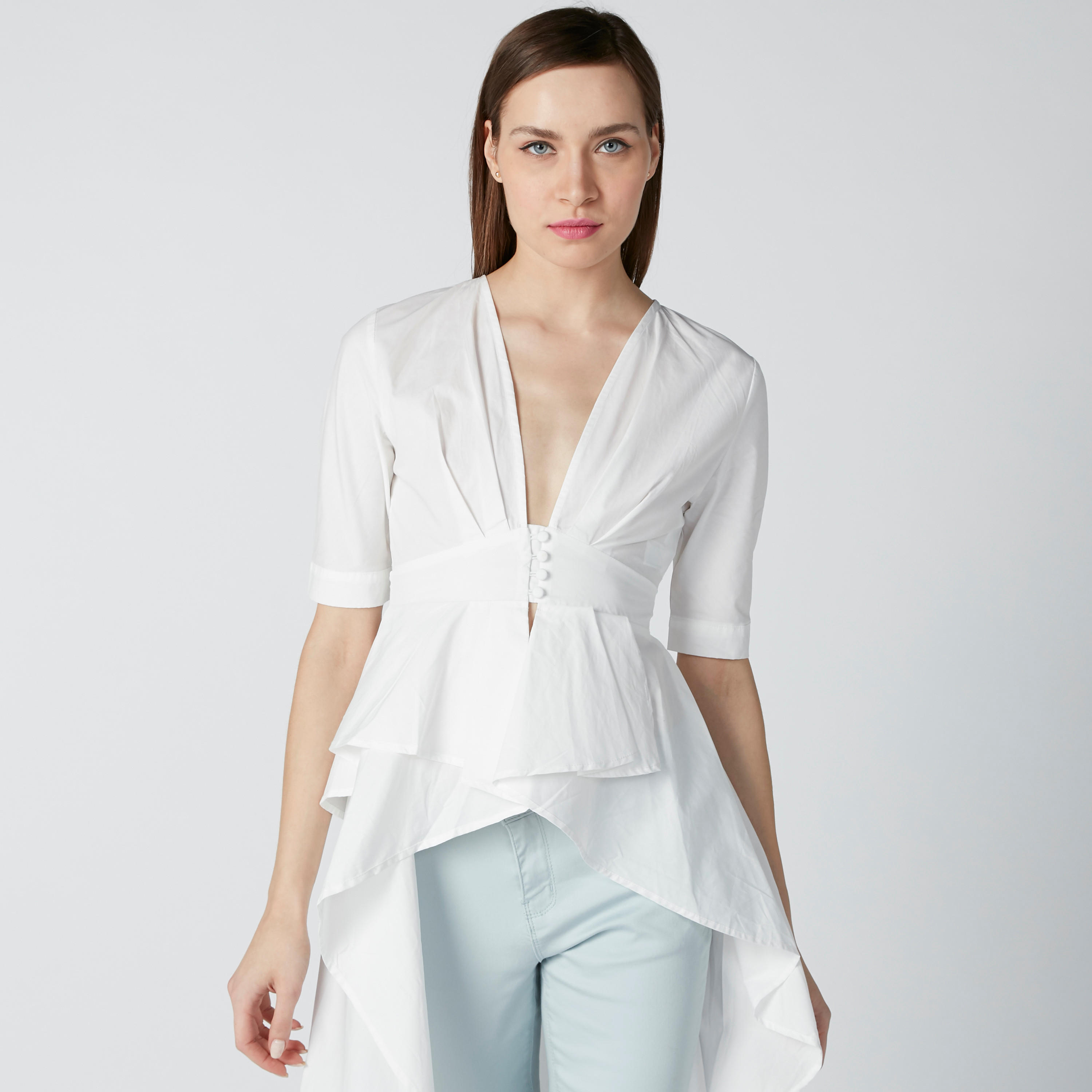 بلوزة بأكمام قصيرة وحوّاف غير مستوية وفيونكة-women-clothing-shirtsandblouses-blouses-image-5