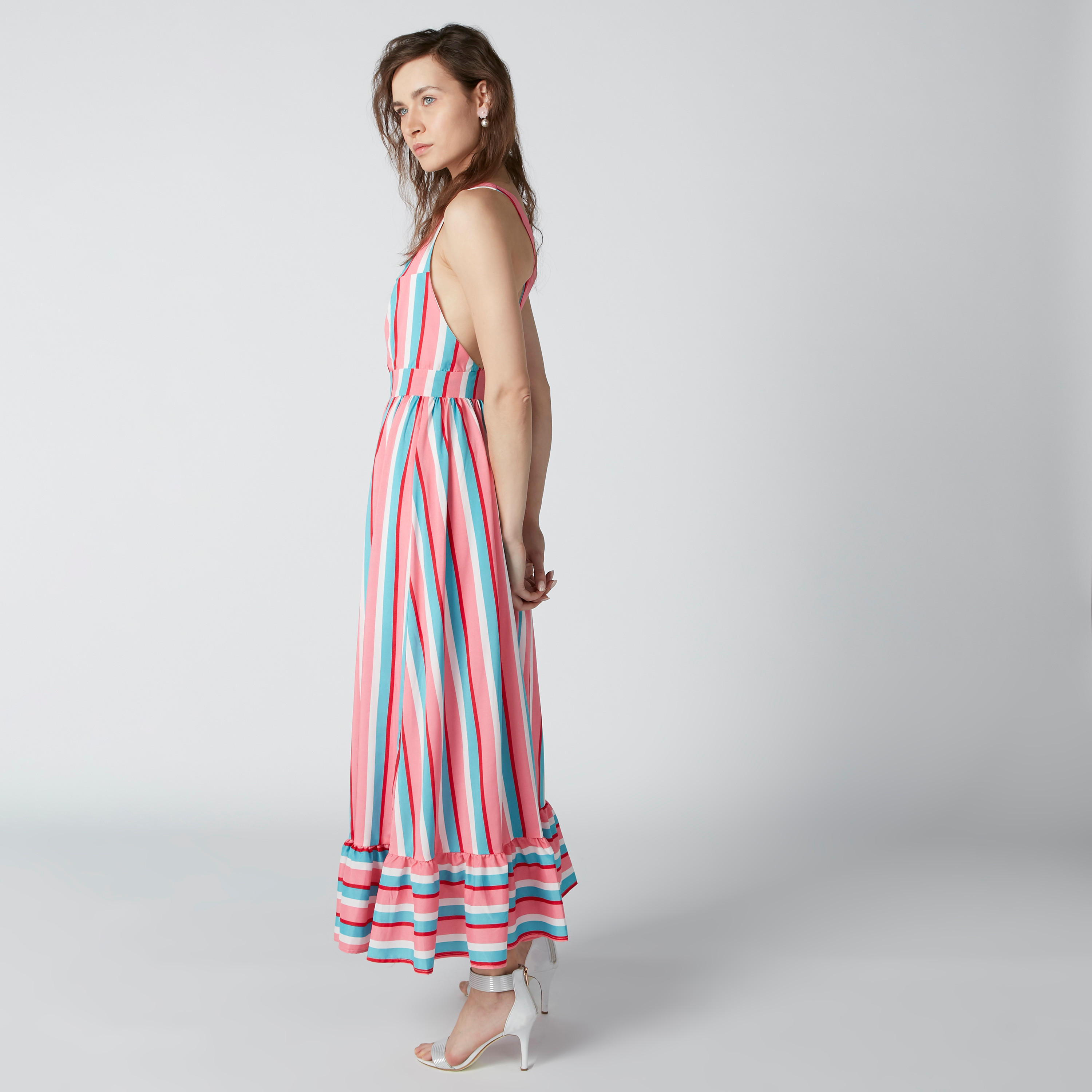 فستان مقلّم إيه لاين طويل بحمّالات متقاطعة وتفاصيل كشكش-women-clothing-dresses-image-4