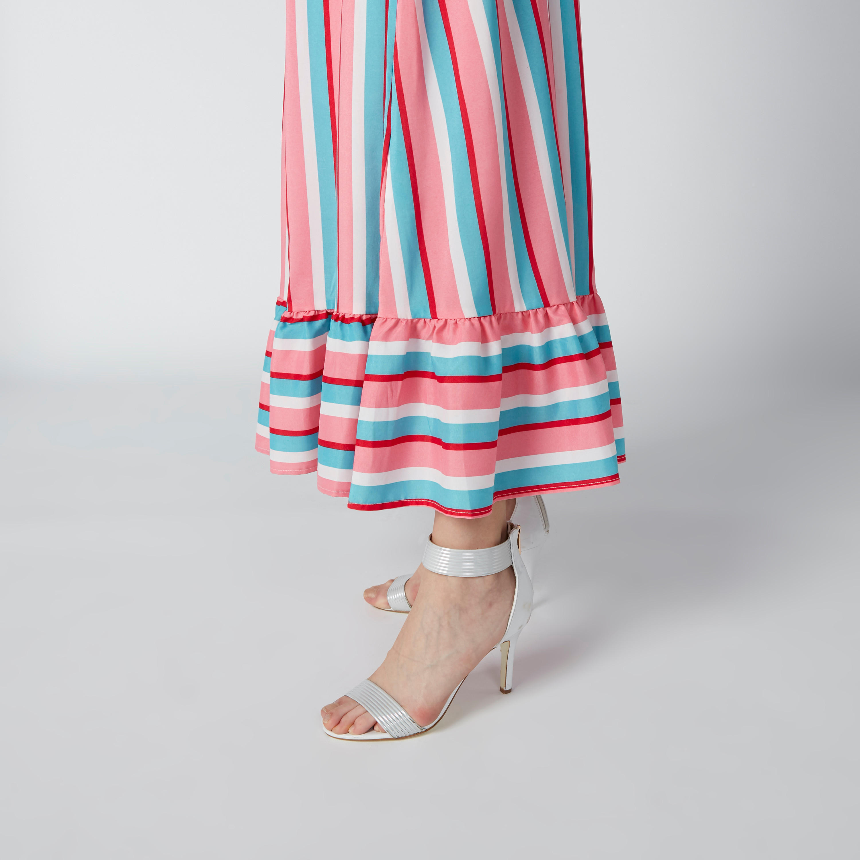 فستان مقلّم إيه لاين طويل بحمّالات متقاطعة وتفاصيل كشكش-women-clothing-dresses-image-5