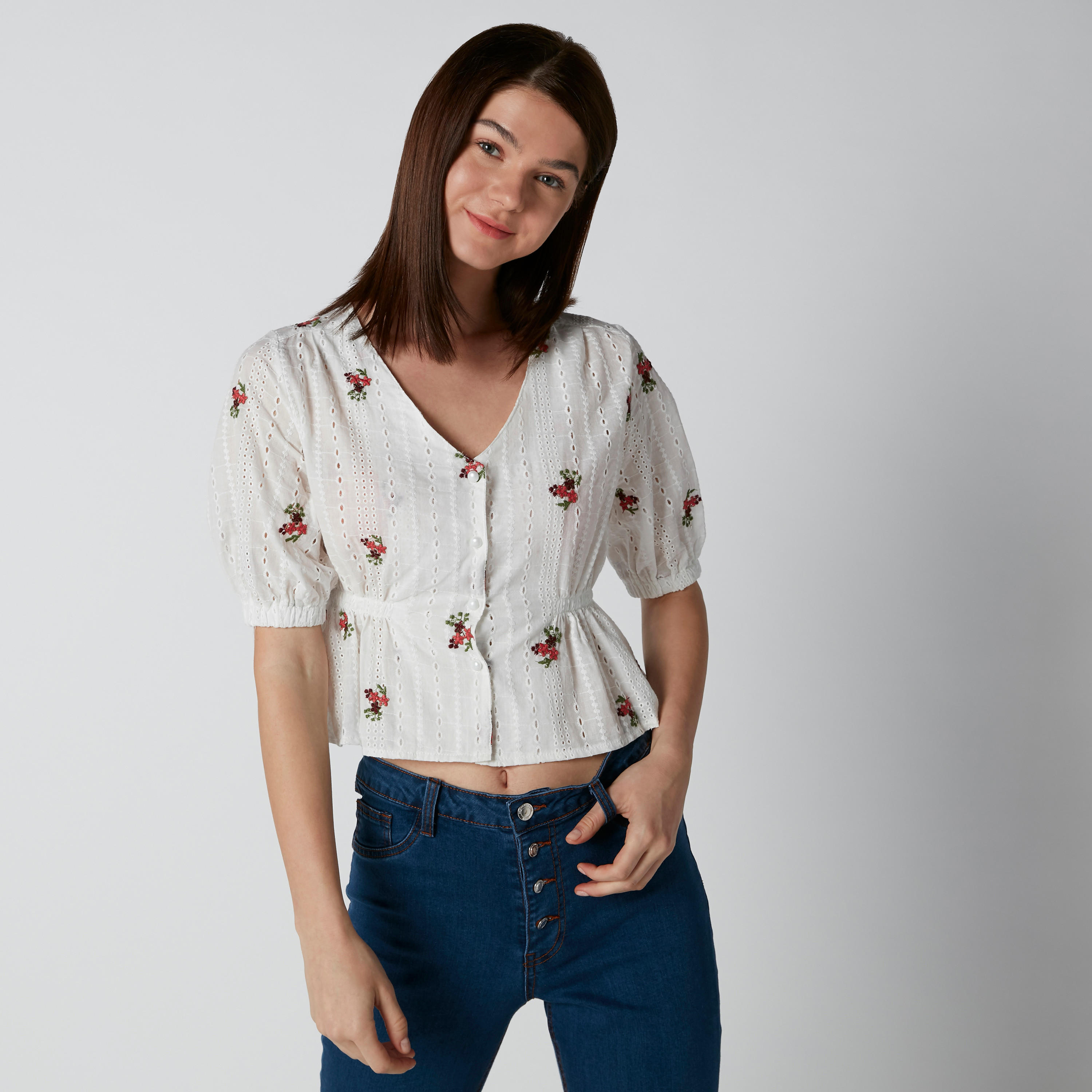 قميص مطرّز بتفاصيل شيفلي وأربطة-women-clothing-shirtsandblouses-shirts-image-4