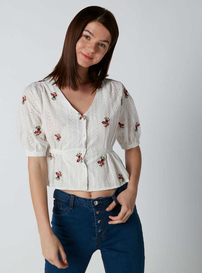 قميص مطرّز بتفاصيل شيفلي وأربطة-women-clothing-shirtsandblouses-shirts-image-4