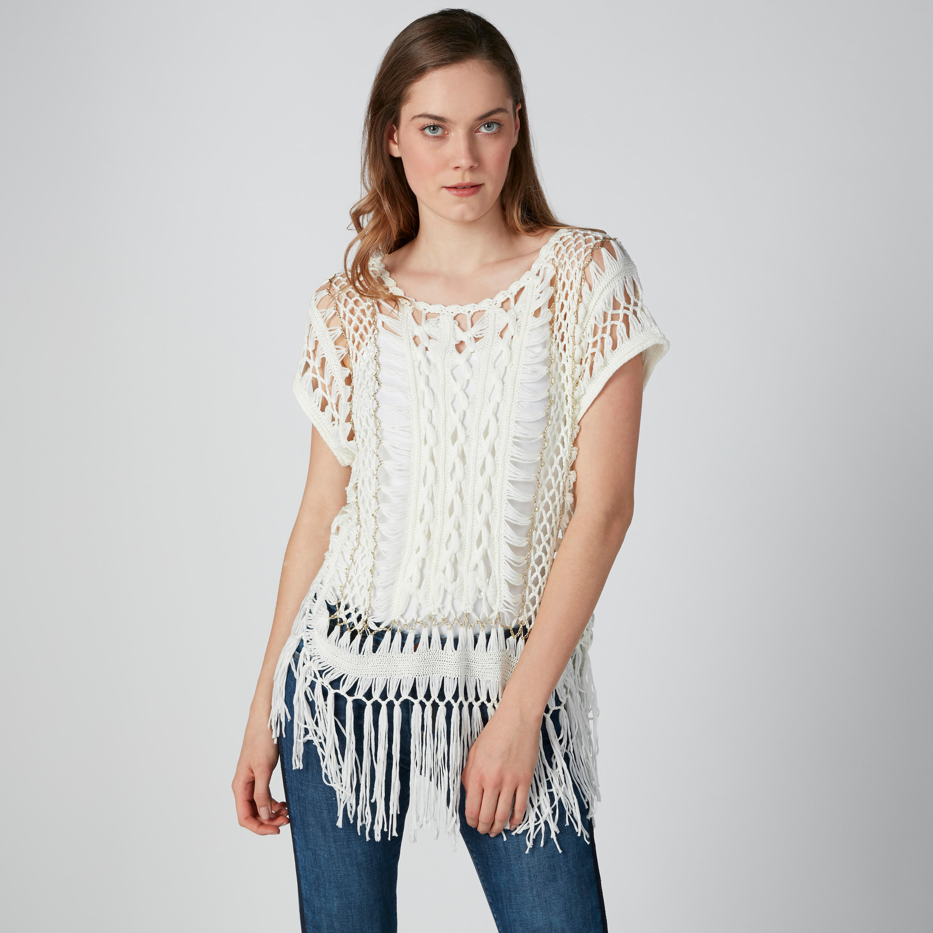 بلوزة بحر بياقة مستديرة وشراشيب-women-clothing-shirtsandblouses-blouses-image-1